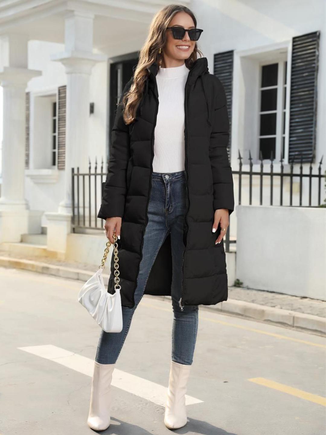 StyleCast Double Collar Lightweight Longline Puffer Jacket