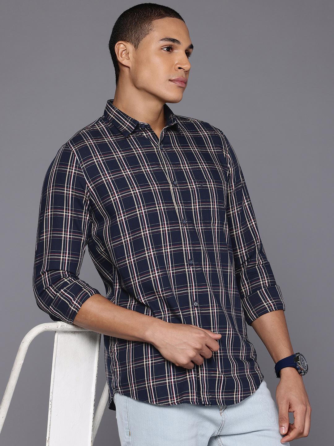 Allen Solly Pure Cotton Comfy Slim Fit Checked Casual Shirt