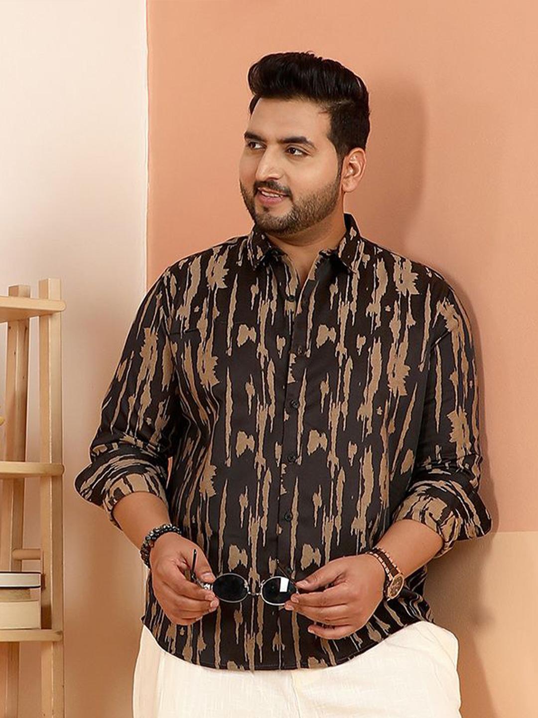 Instafab Plus Size Abstract Printed Comfort Cotton Casual Shirt