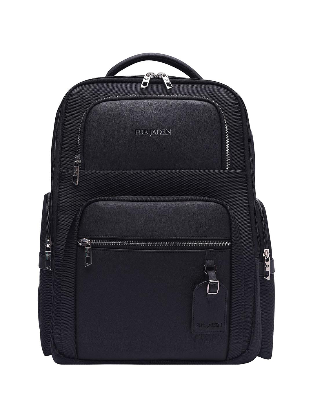 Buy FUR JADEN Unisex Black Structured Smart Tech Backpack 15.6 Inch ...