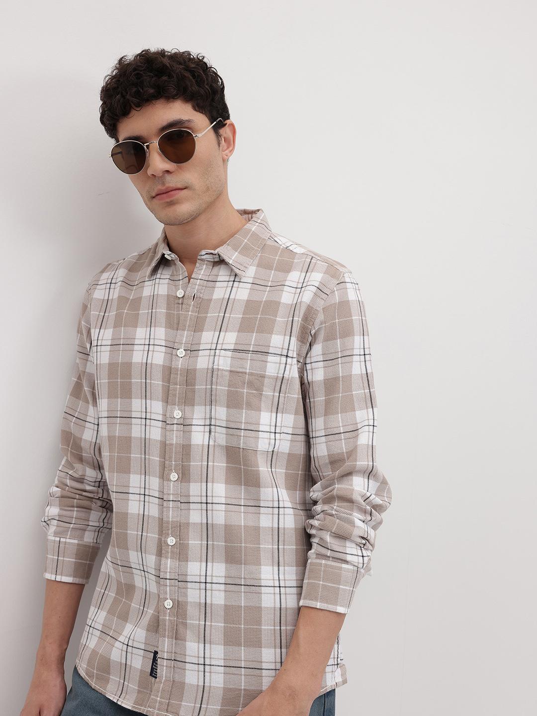 The Roadster Life Co. Tartan Checked Waffle Textured Pure Cotton Regular Fit Casual Shirt