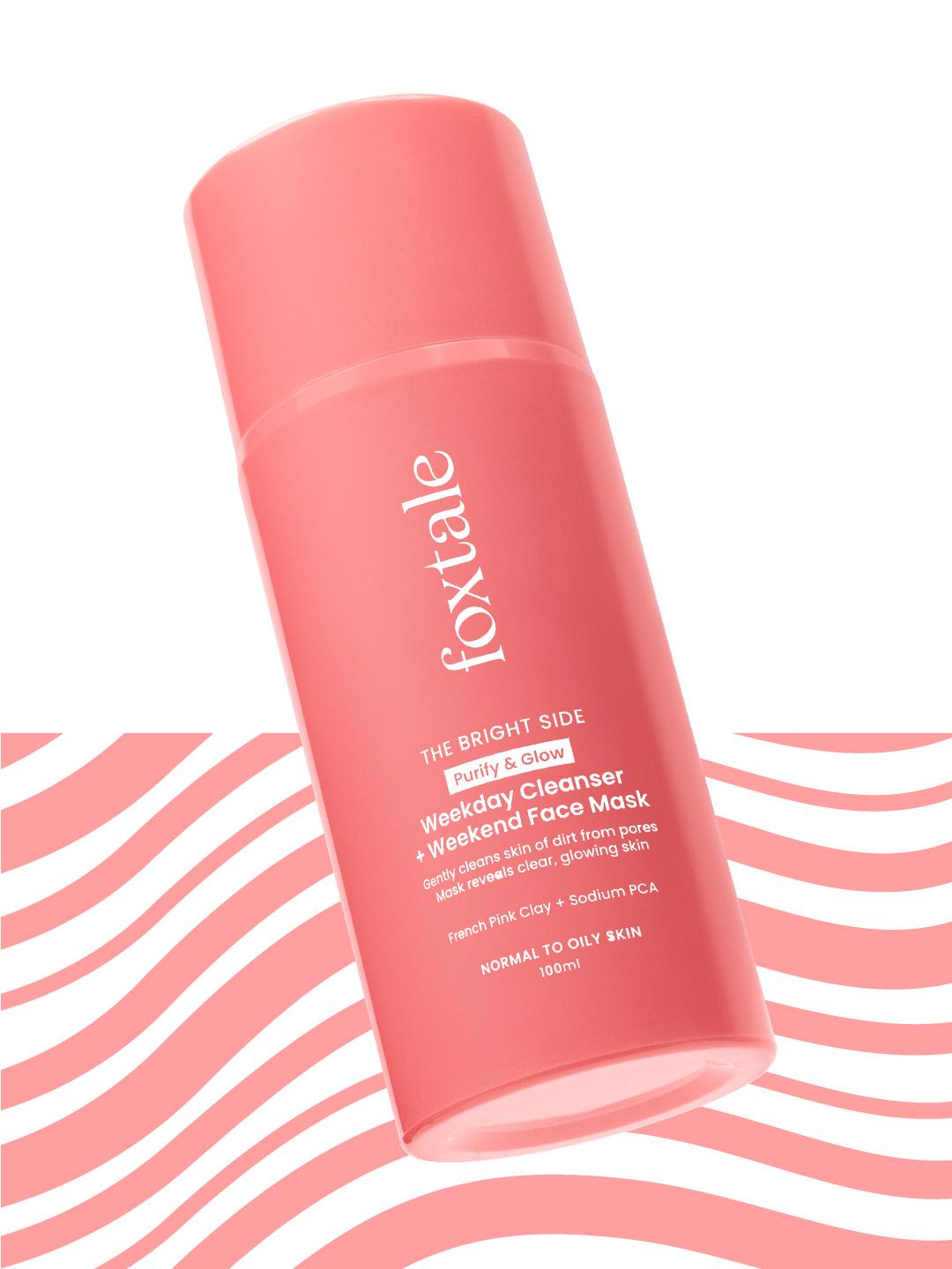 Buy FoxTale Purify & Glow Cleanser & Mask With French Pink Clay|Unclogs Pores  100ml -  - Personal Care for Unisex