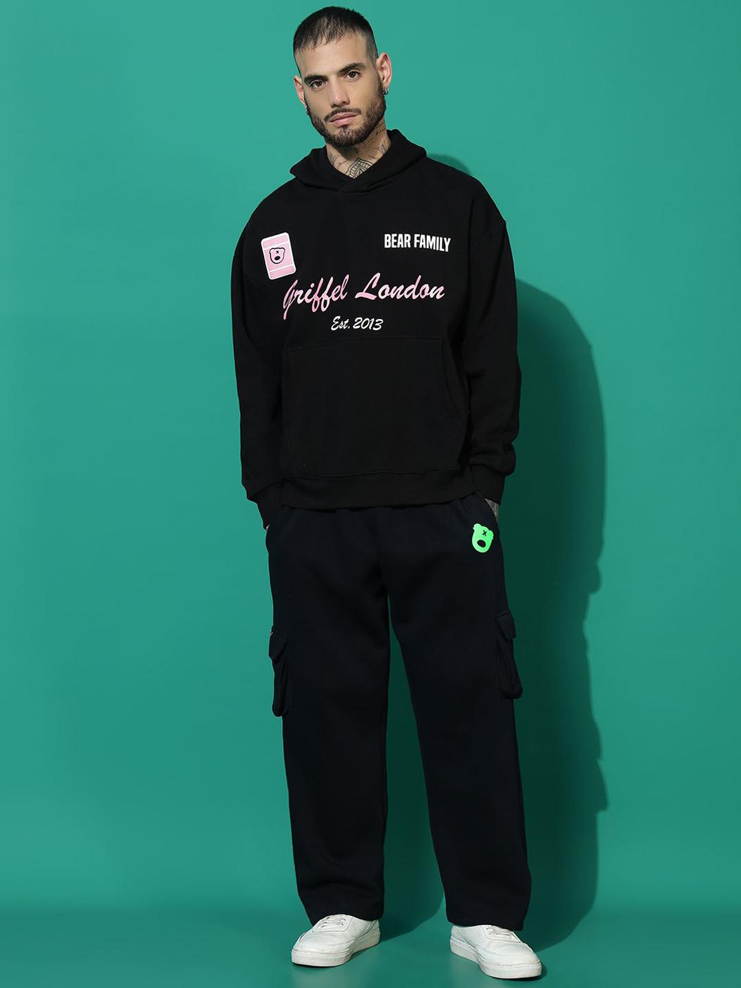 Buy GRIFFEL Printed Hooded Pure Cotton Sweatshirt With Trouser - - Apparel for Men