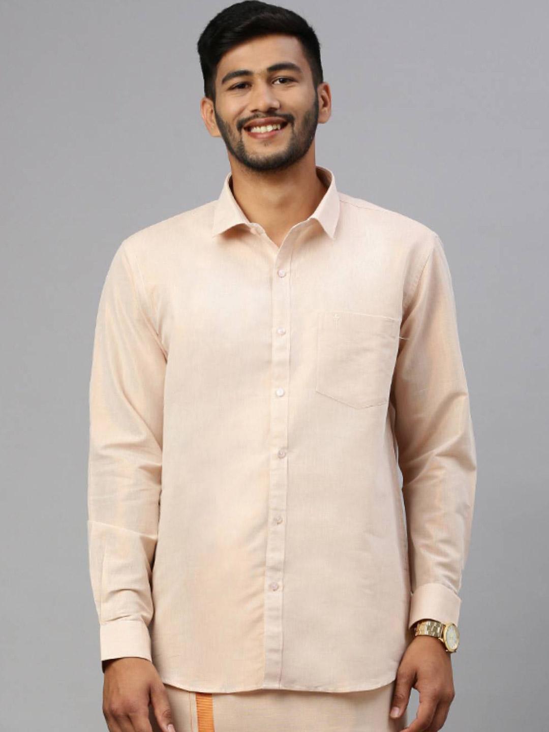 Ramraj Men Classic Spread Collar Solid Cotton Casual Shirt