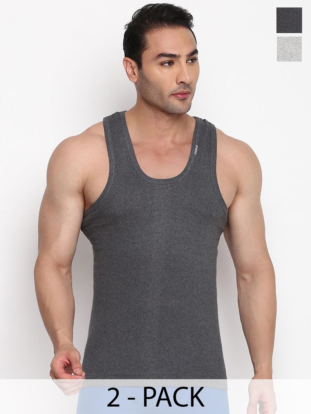 Buy COLORS By Rupa Frontline Men Pack Of 2 Scoop Neck Pure Cotton Undershirt Innerwear Vests - - Apparel for Men
