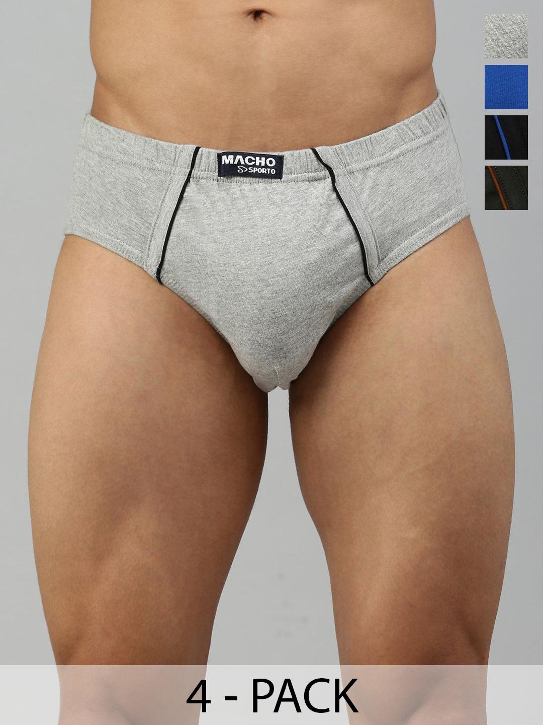 Buy MACHO Pack Of 4 Pure Combed Cotton Anti Bacterial Basic Briefs - - Apparel for Men