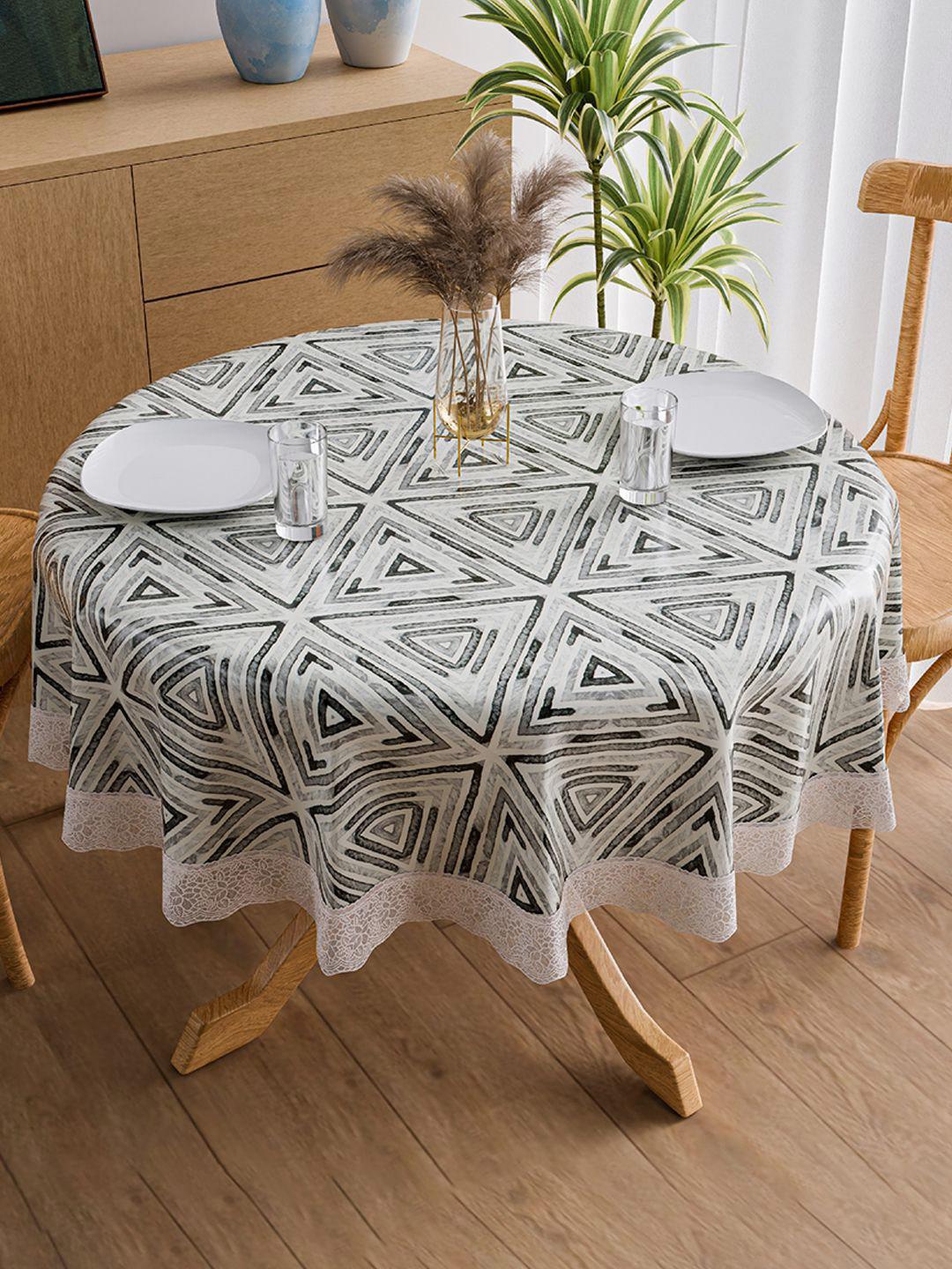 Buy Kuber Industries Black & Grey Geometric Printed Waterproof Round 4 Seater Table Cover - - Home for Unisex