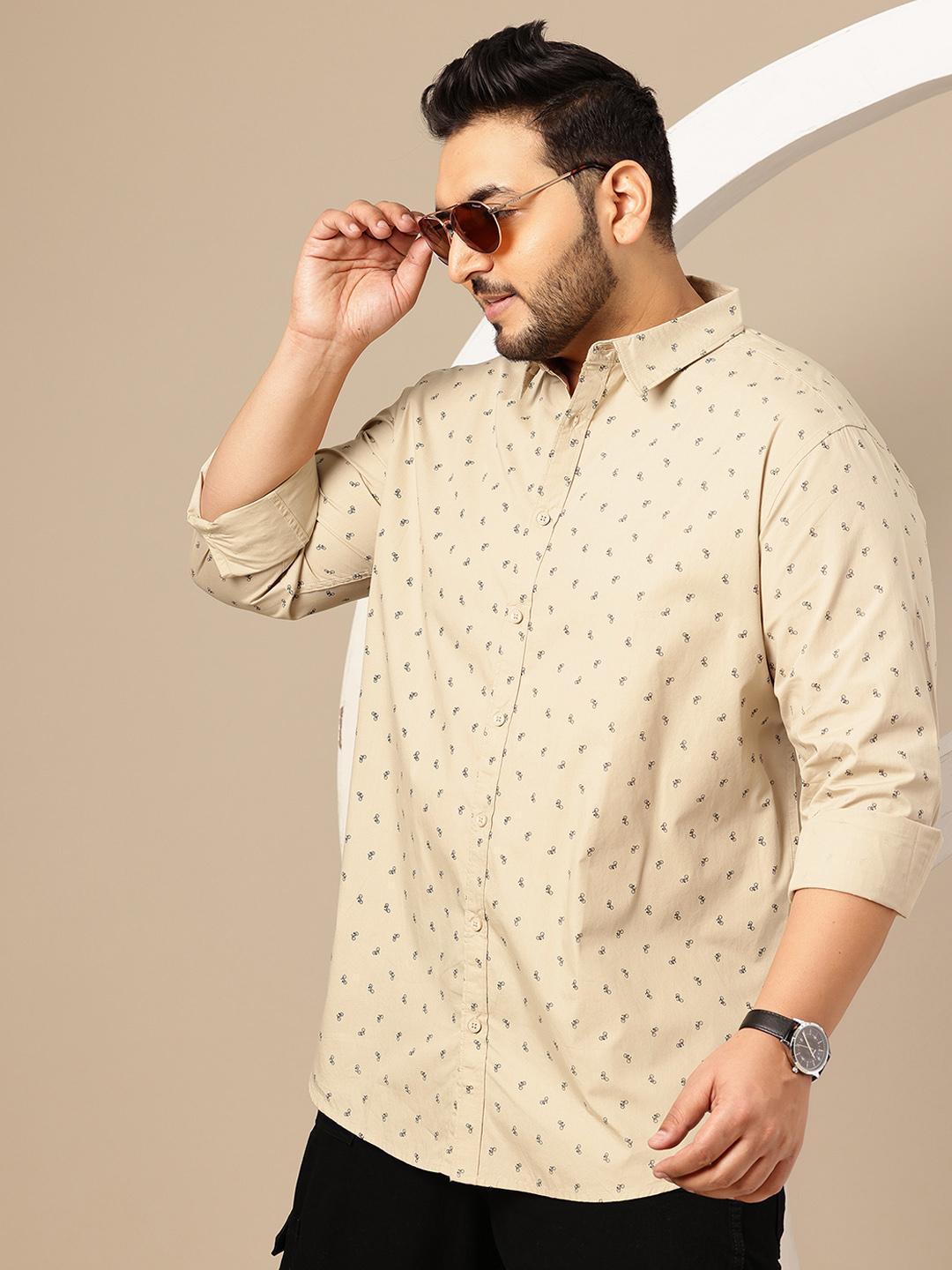 Sztori Plus Size Conversational Printed Pure Cotton Regular Fit Shirt