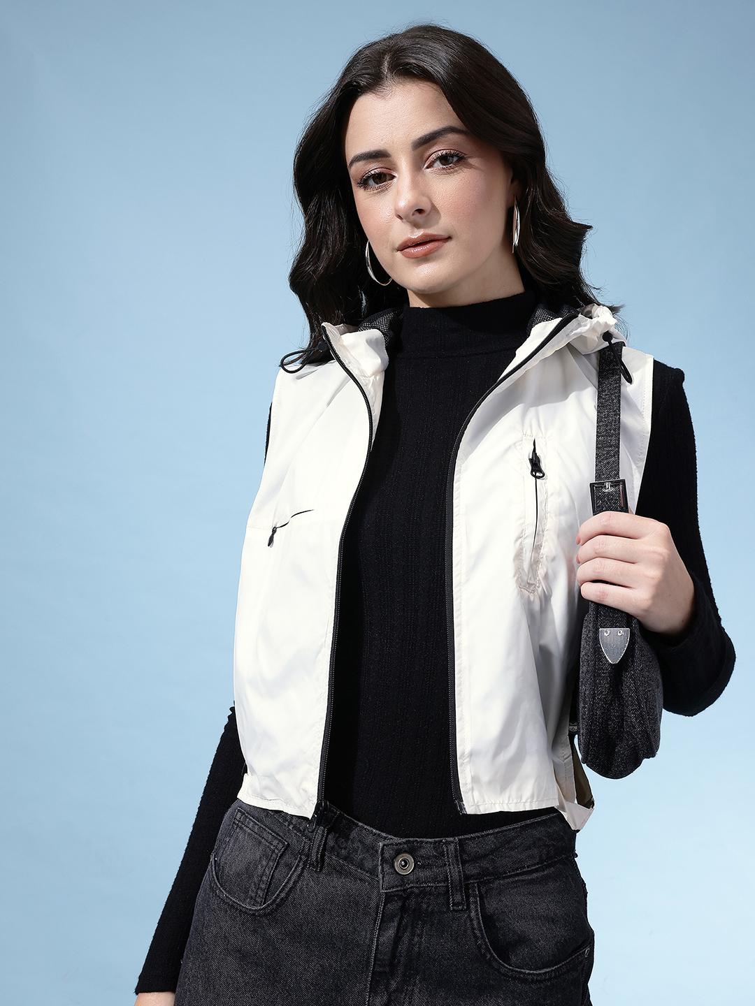 glitchez Hooded Crop Windcheater Jacket