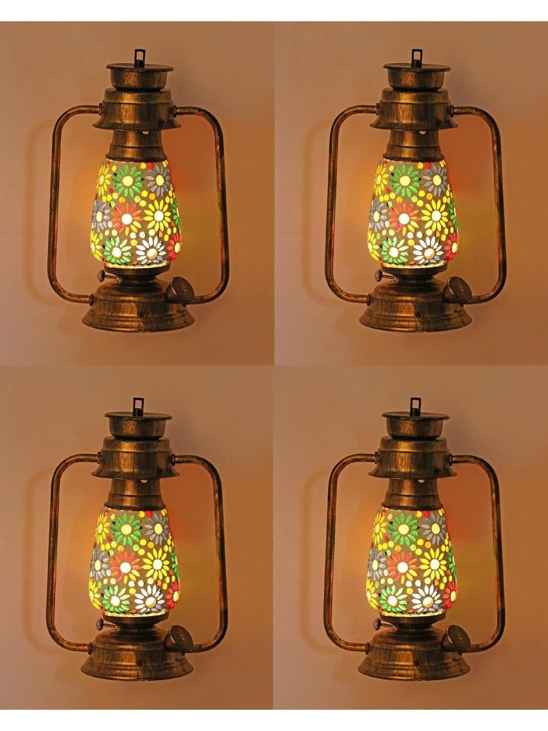 Buy 1ST TIME 4 Pieces Multicoloured & Brown Textured Metal Rectangle ...