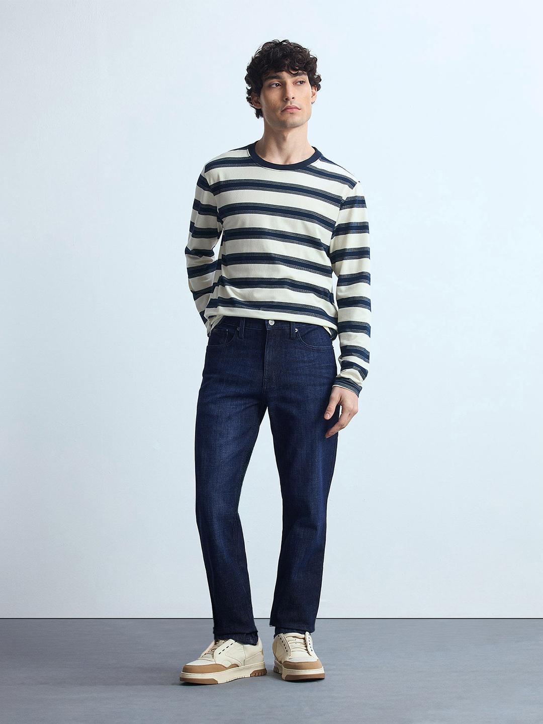 Flying Machine Men Slim Straight Fit Mid-Rise Light Fade Stretchable Jeans