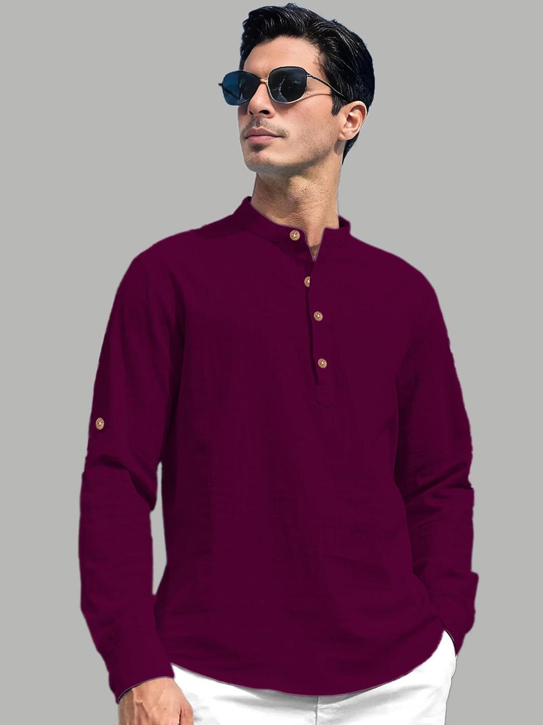 DENNISON Men Mandarin Collar Roll-Up Sleeves Kurta main image 0