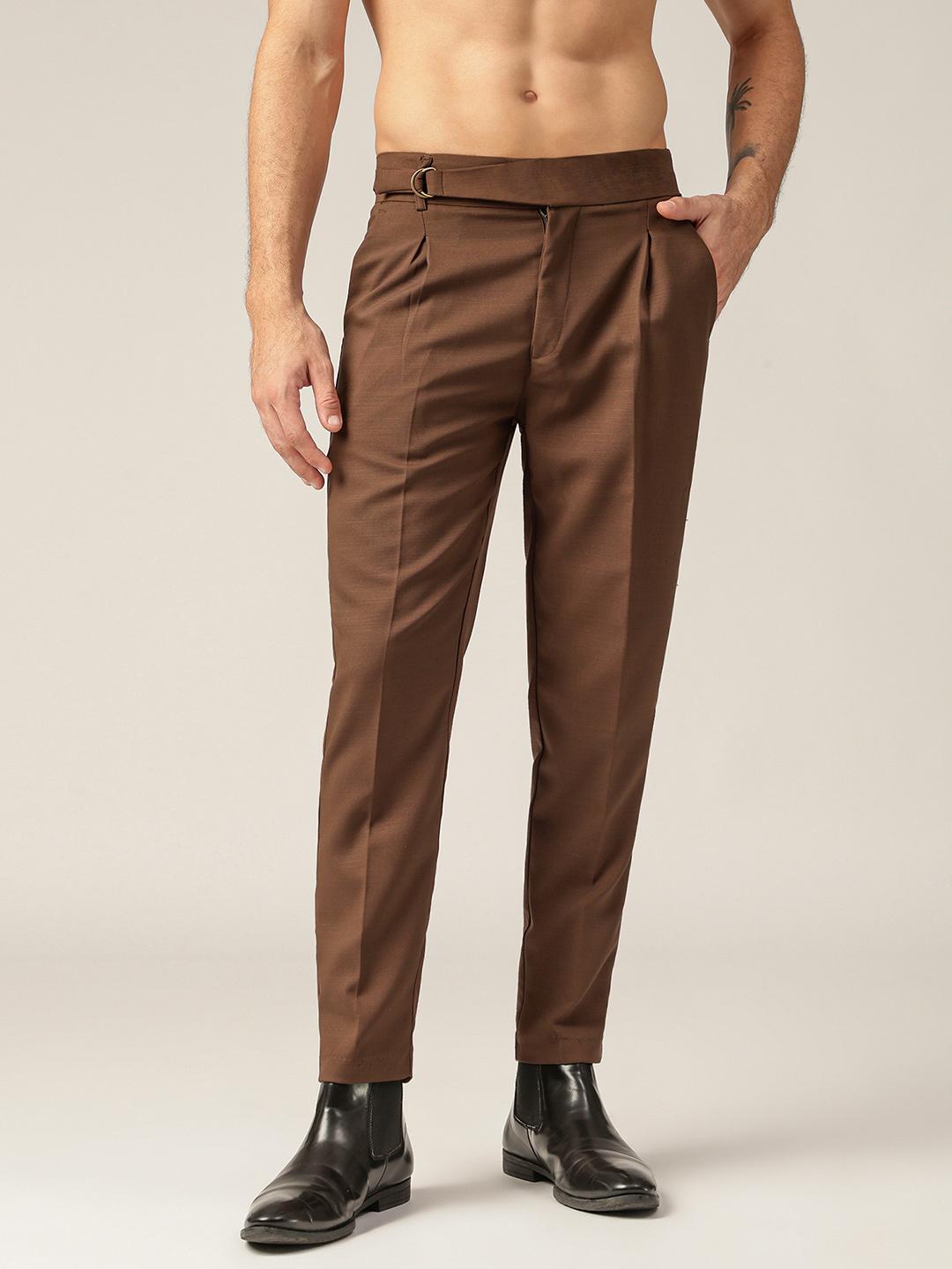 Buy DENNISON Men Smart Tapered Fit Pleated Korean Pants - Trousers for ...