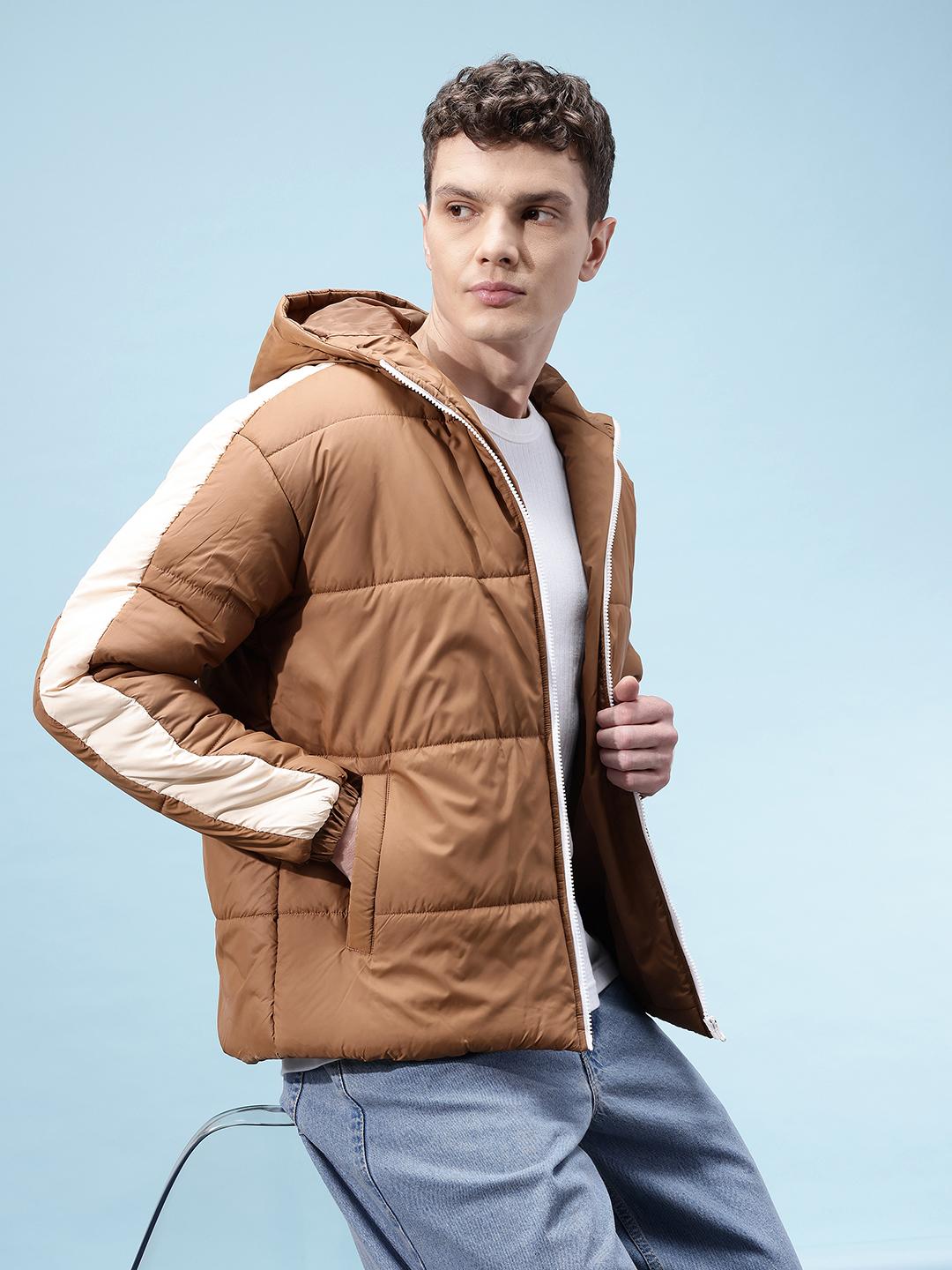 Buy Glitchez Contrast Panel Hooded Puffer Jacket - Jackets for Men ...