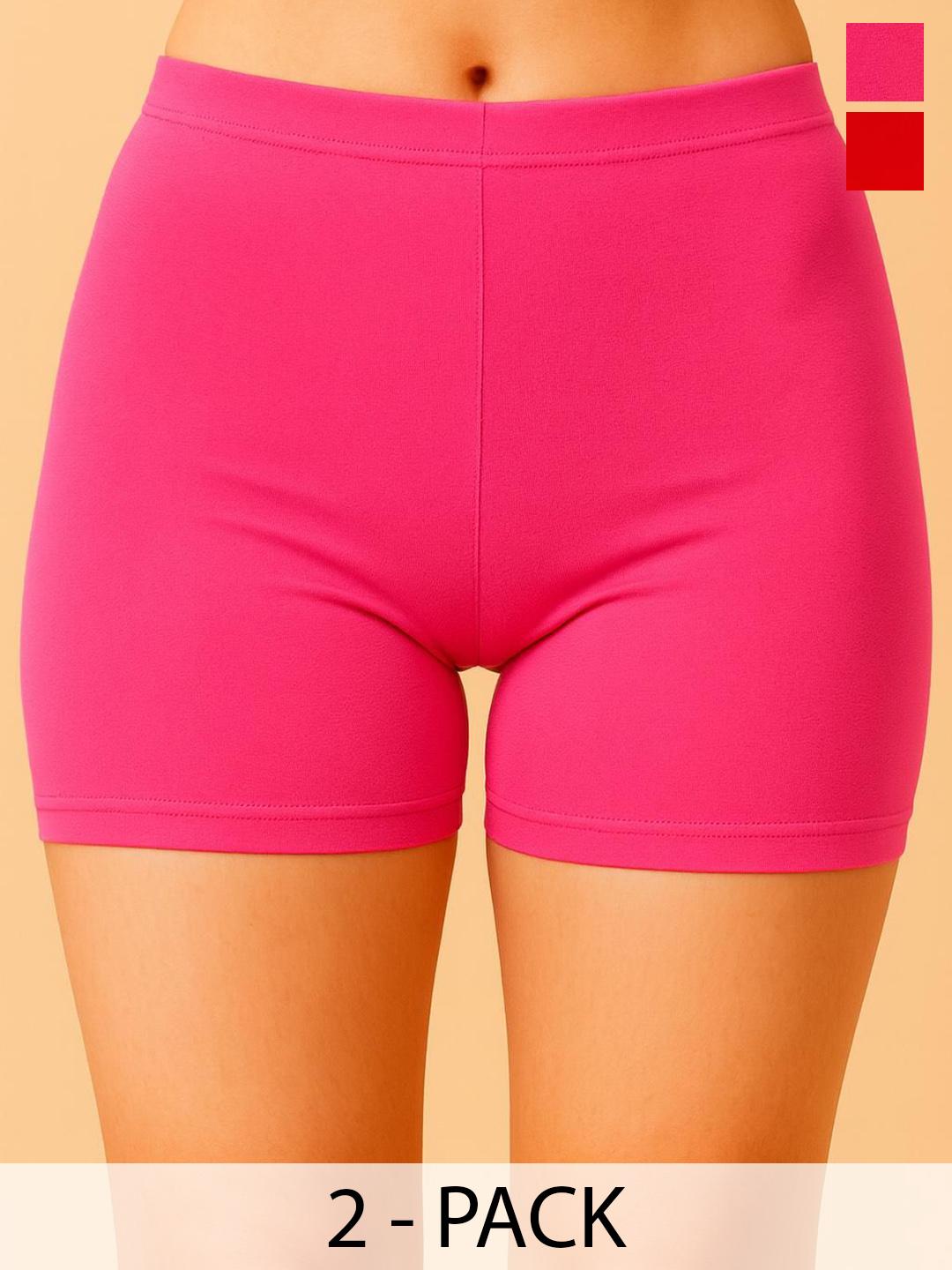 Buy CKARFE Pack Of 2 Women Solid Mid Rise Anti Microbial Boy Shorts Briefs -  - Apparel for Women
