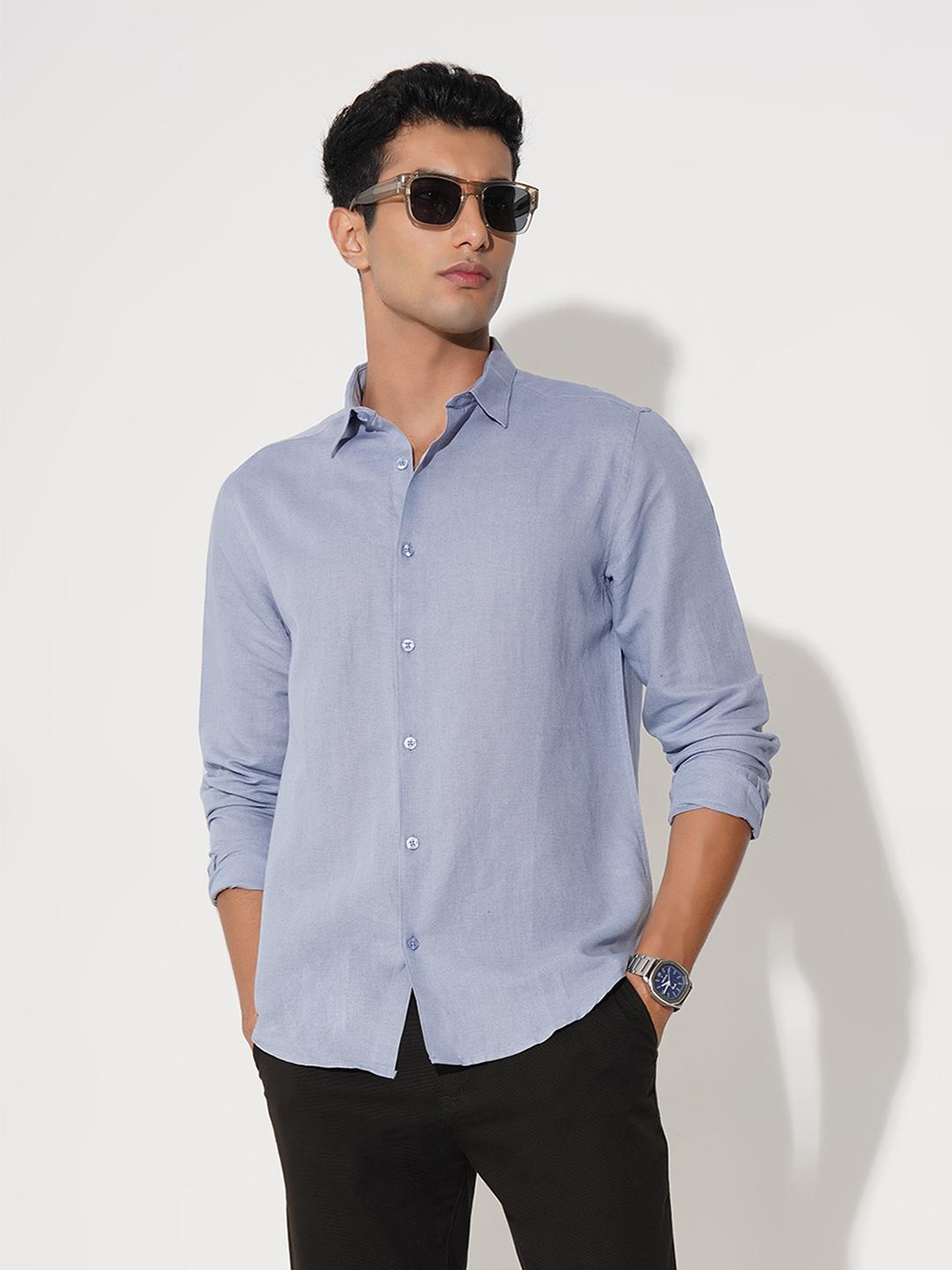 Peregrine by Pantaloons Men Solid Spread Collar Casual Shirt
