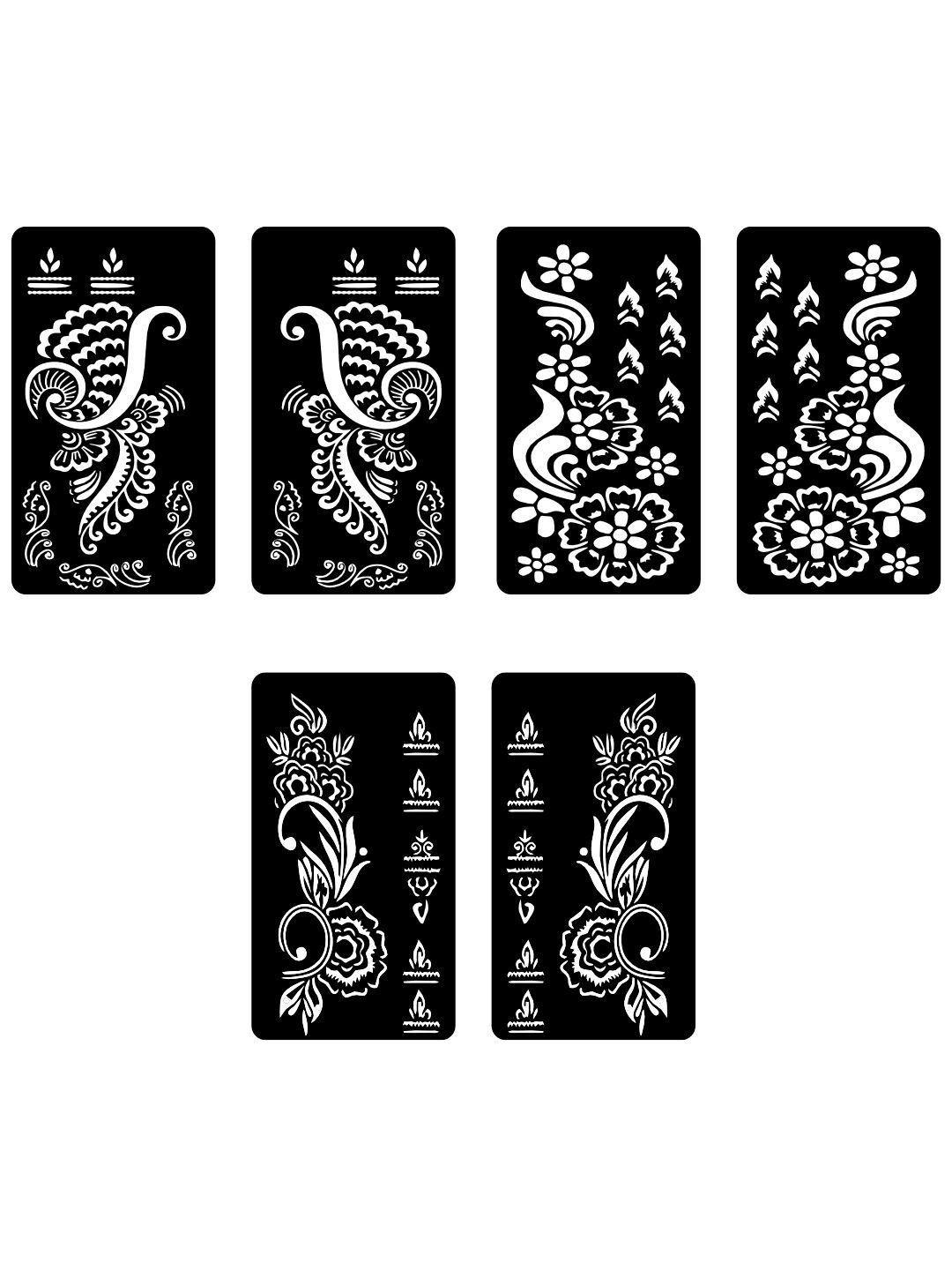 Buy VOORKOMS Set Of 3 Mehndi Design Stencil Sticker - Bindi for Unisex ...