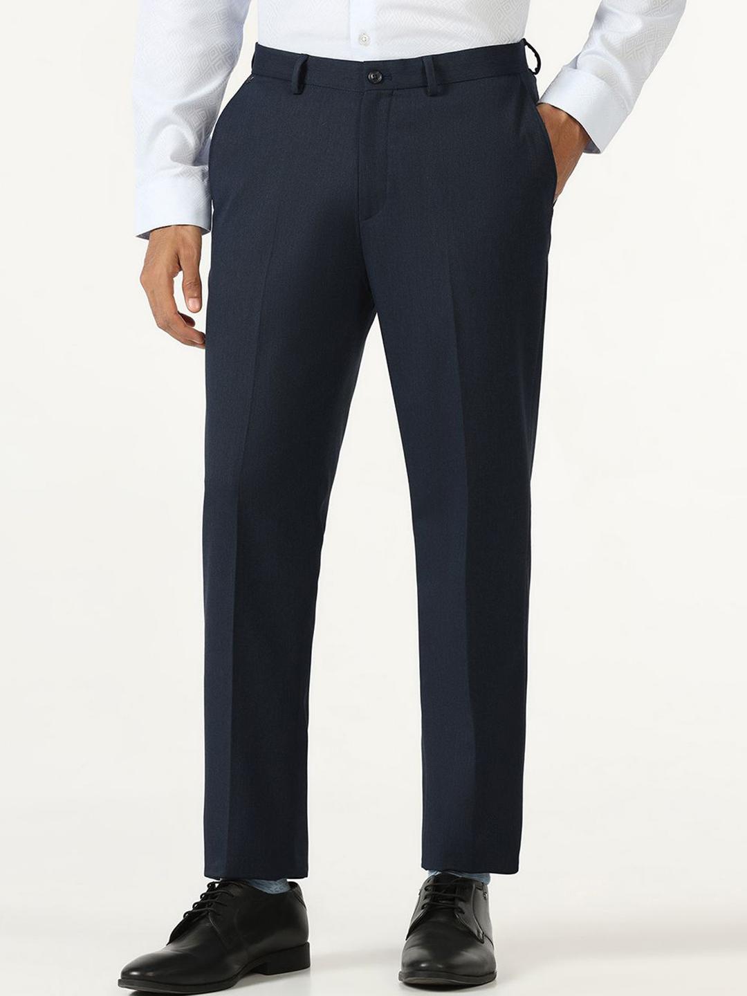 Buy Blackberrys Men B 91 Textured Slim Fit Mid Rise Trousers - Trousers ...