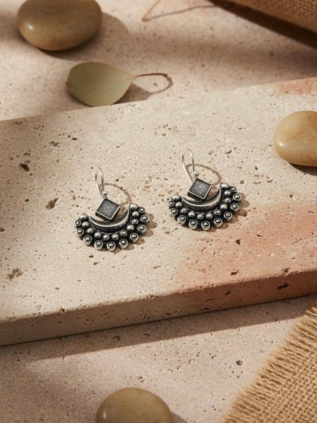 Buy The Pari Silver Plated Crescent Shaped Drop Oxidised Earrings -  - Accessories for Women