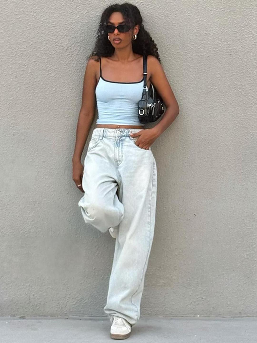 Bershka Pure Cotton Wide-Leg Barrel Jeans
