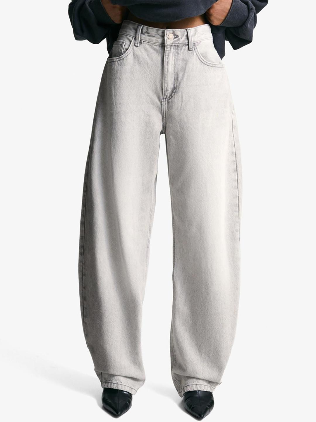 Bershka Pure Cotton Wide-Leg Barrel Jeans