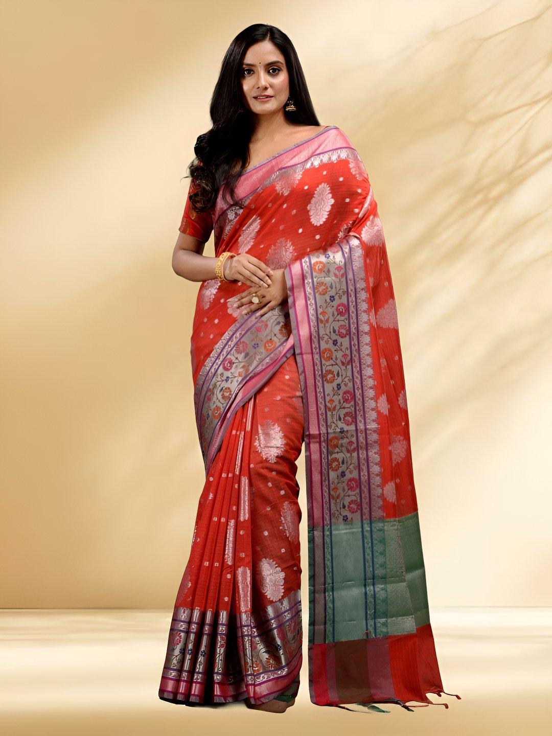 Buy Arhi Ethnic Motifs Woven Design Saree With Blouse - Sarees for ...