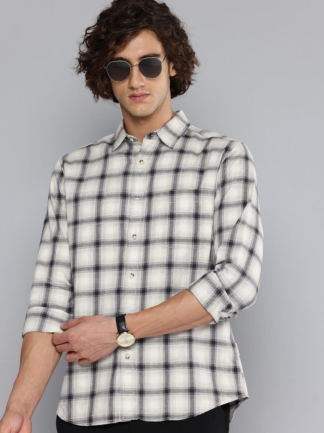 Flying Machine Slim Fit Checked Pure Cotton Casual Shirt