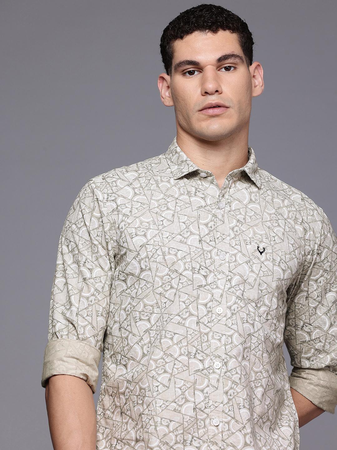 Allen Solly Custom Slim Fit Abstract Printed Pure Cotton Casual Shirt