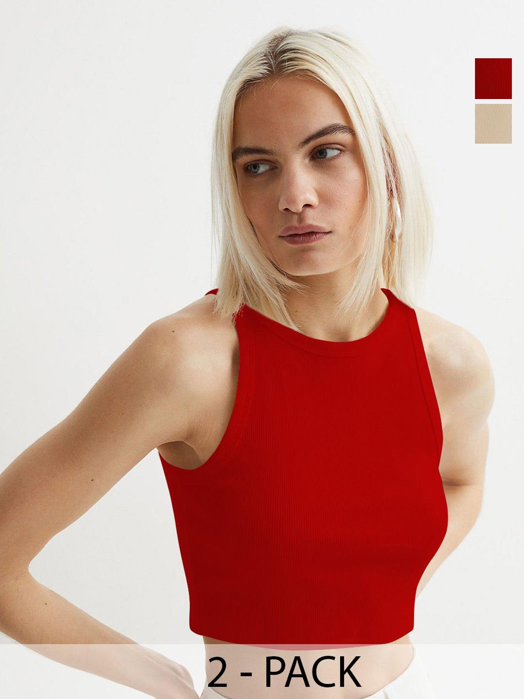 Ribbed Round Neck Crop Tank Top