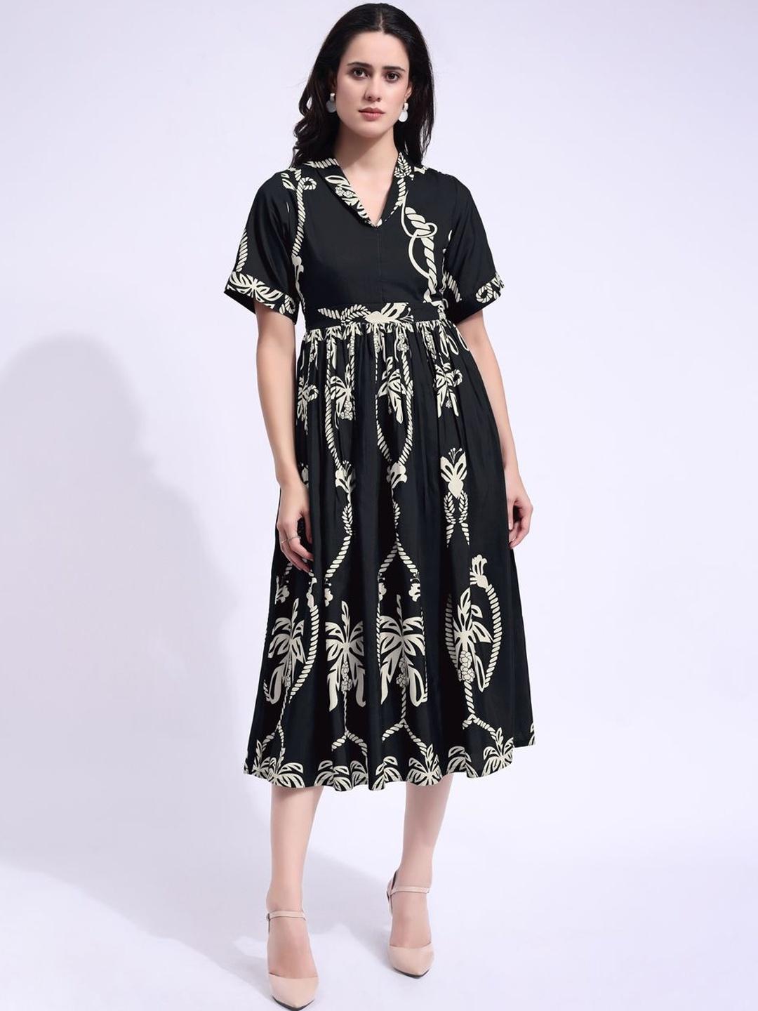 PURVAJA Vestito Fit & Flare Al Ginocchio Con Stampa Vivace E Scollo Quadrato - Perfetto Per L'Estate - 5
