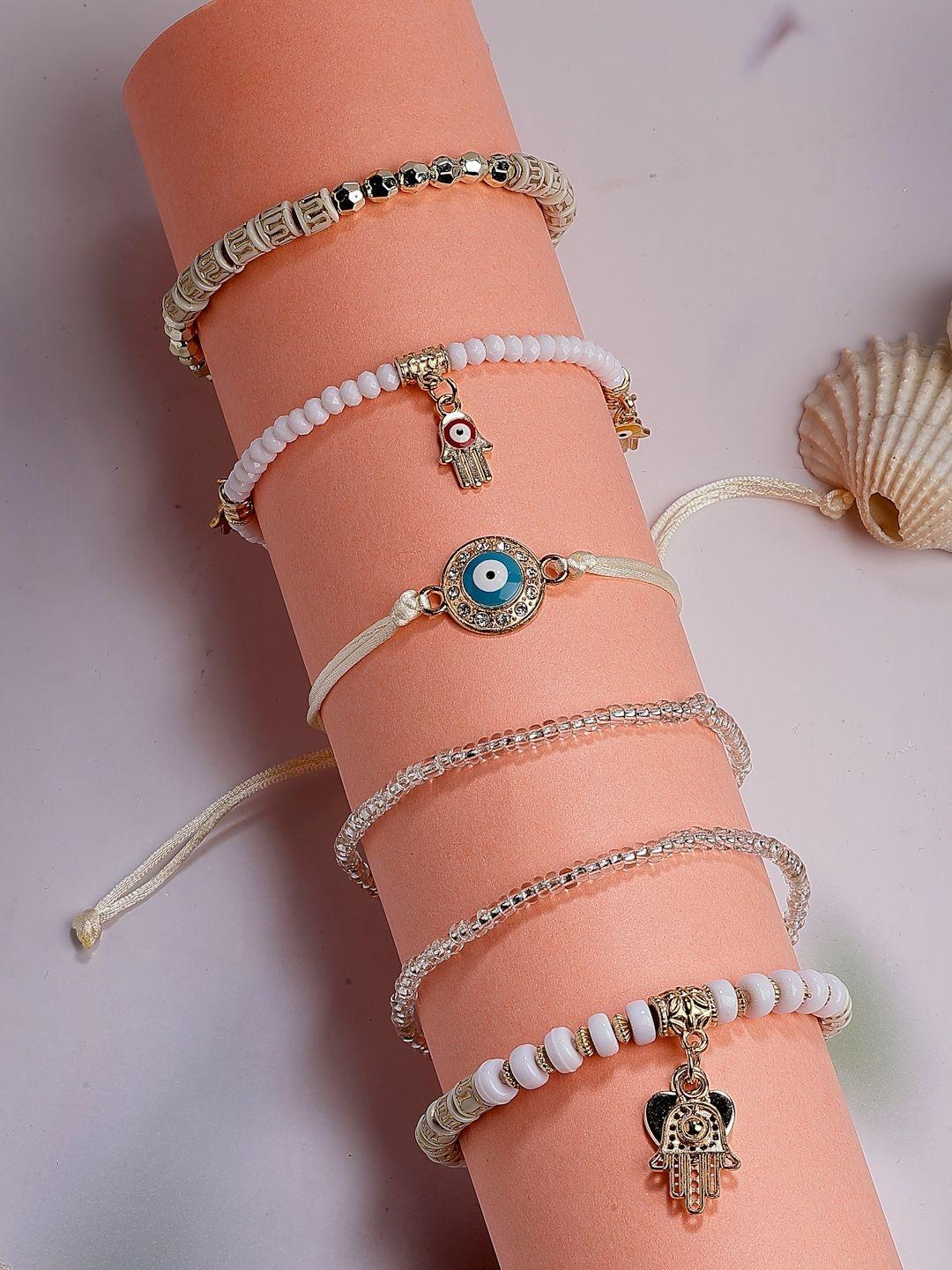 Buy Scintillare By Sukkhi Set Of 6 Gold Plated Stones Studded & Beaded Wraparound Bracelets - - Accessories for Women