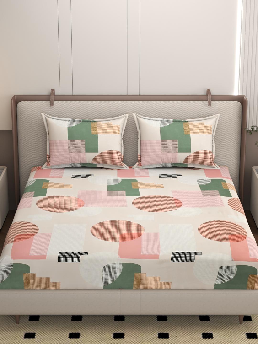 Buy Homio  Wilburn White & Pink Floral 250 TC King Bedsheet Set -  - Home for Unisex