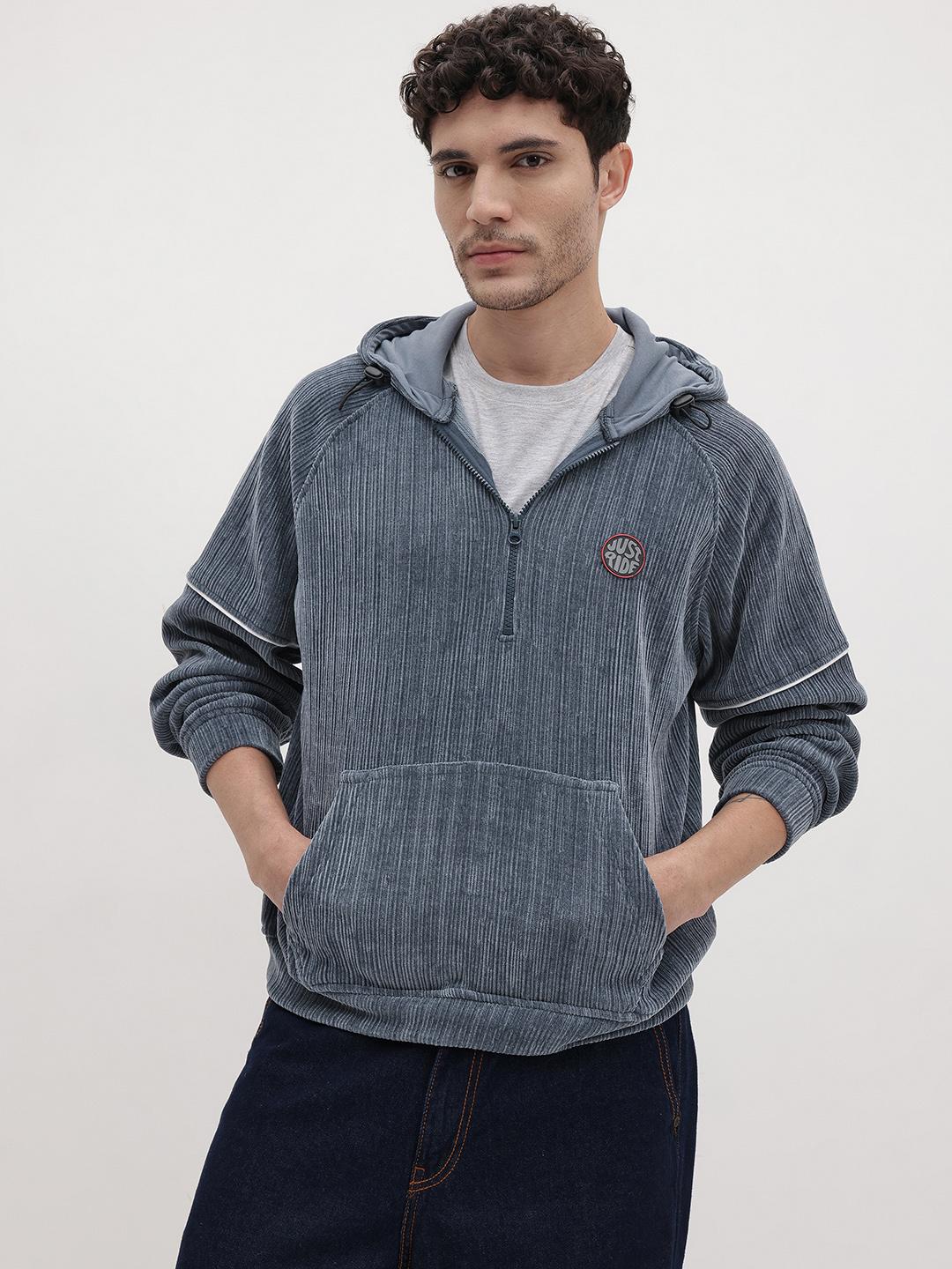 The Roadster Life Co. Hooded Paneled Raglan Sleeves Corduroy Jacket