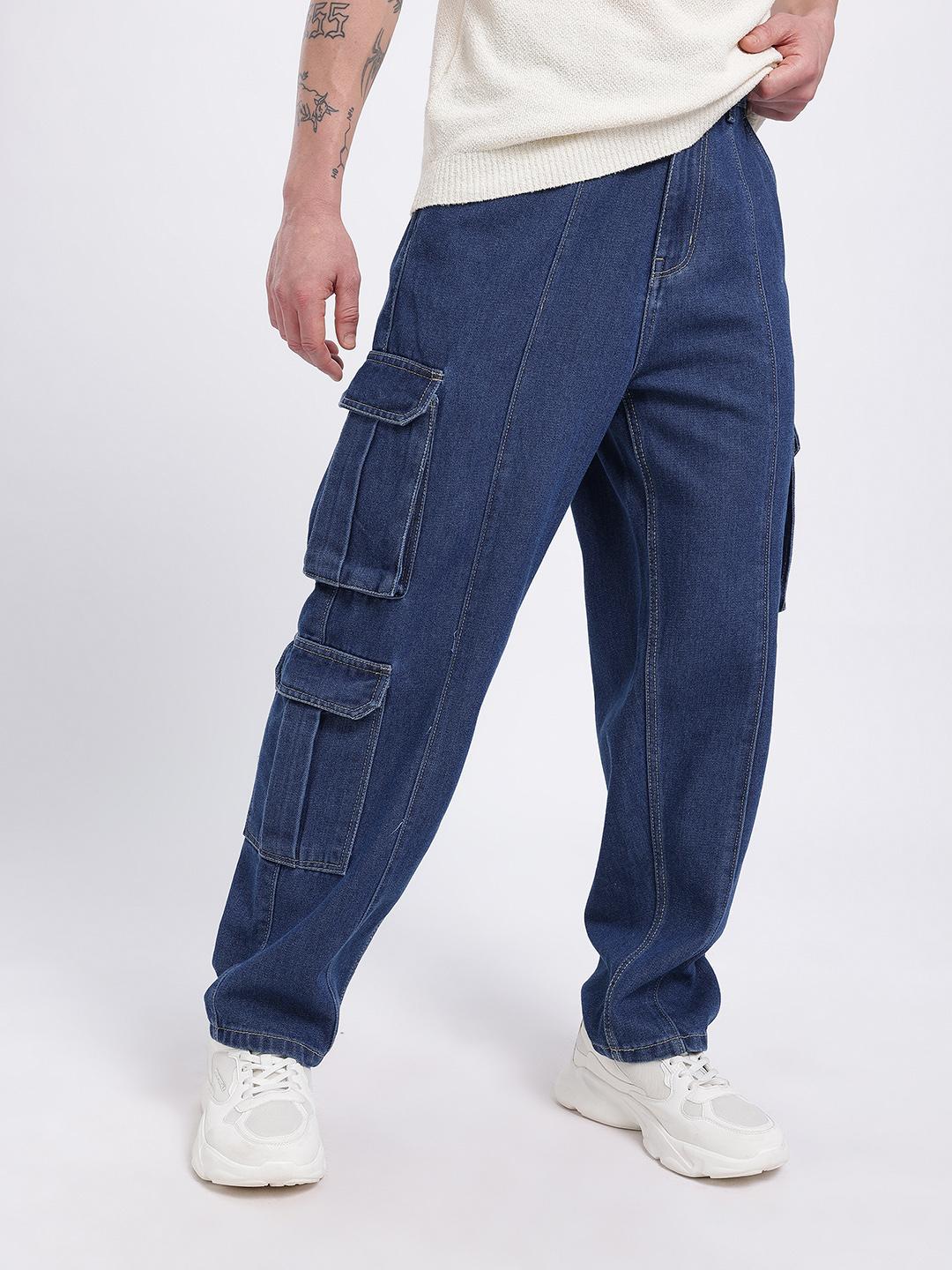 glitchez Men Cargo Style Baggy Fit Jeans