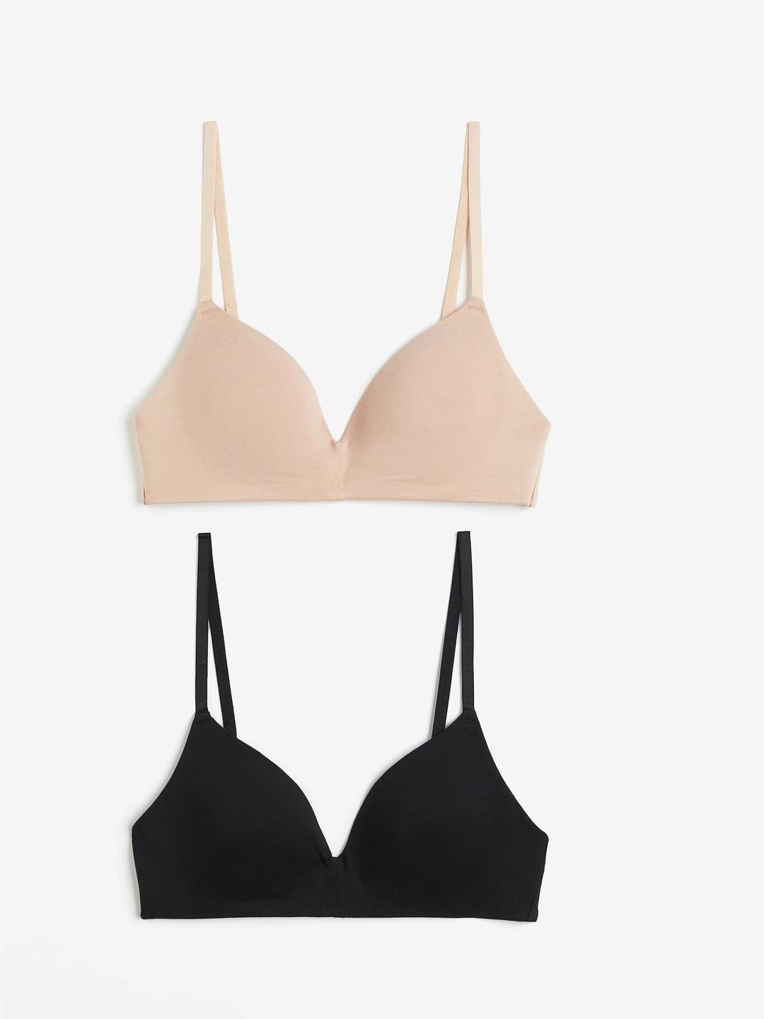 Buy H&M 2 Pack Padded Non Wired Cotton Bras - - Apparel for Women