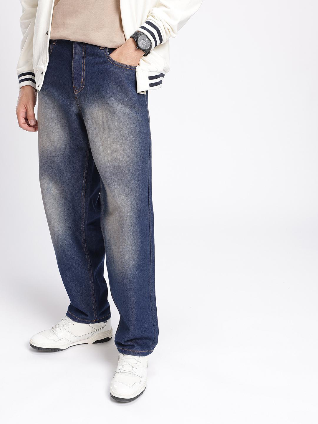glitchez Men Baggy Fit Heavy Fade Jeans