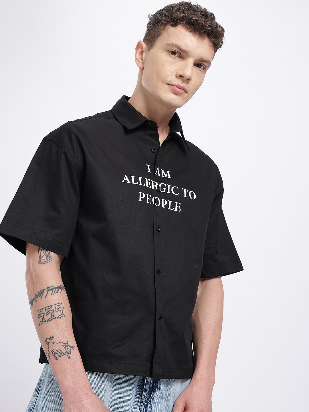 glitchez Typography Print Pure Cotton Oversized Shirt