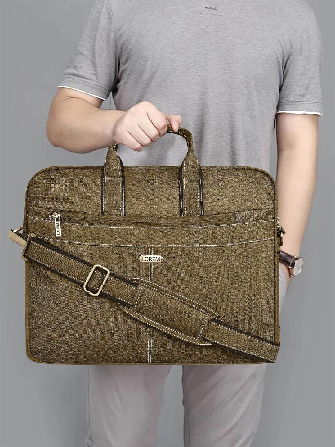 Buy LOREM Unisex Khaki Textured Laptop Bag - - Accessories for Unisex