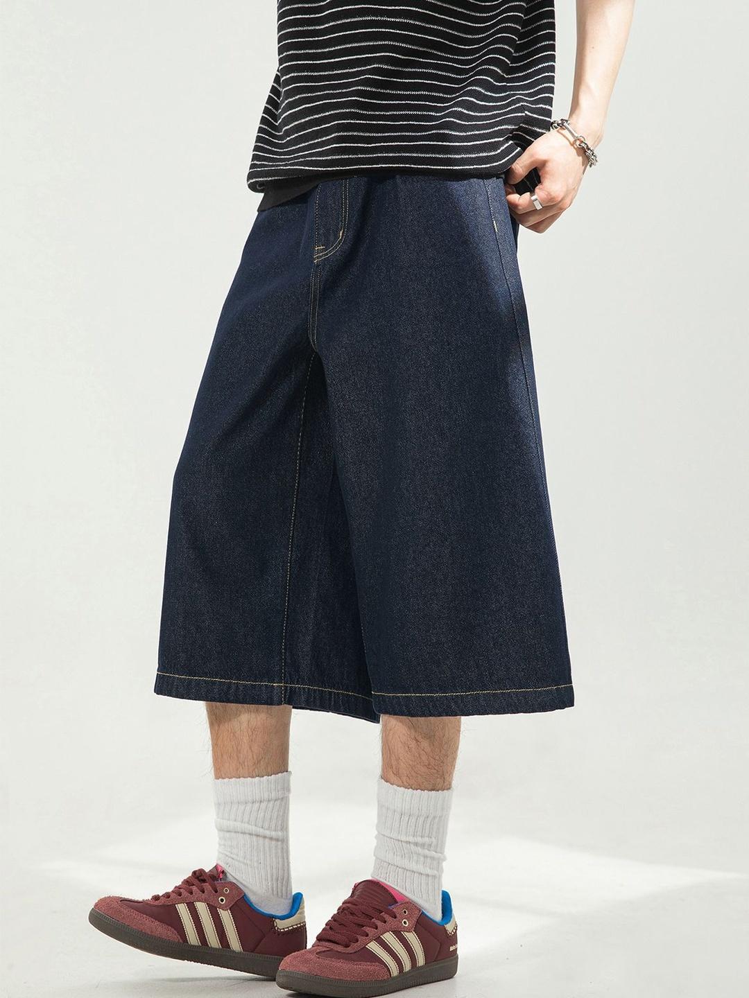 ANDREW HILL Men Loose Fit Outdoor Denim Shorts (Blue)