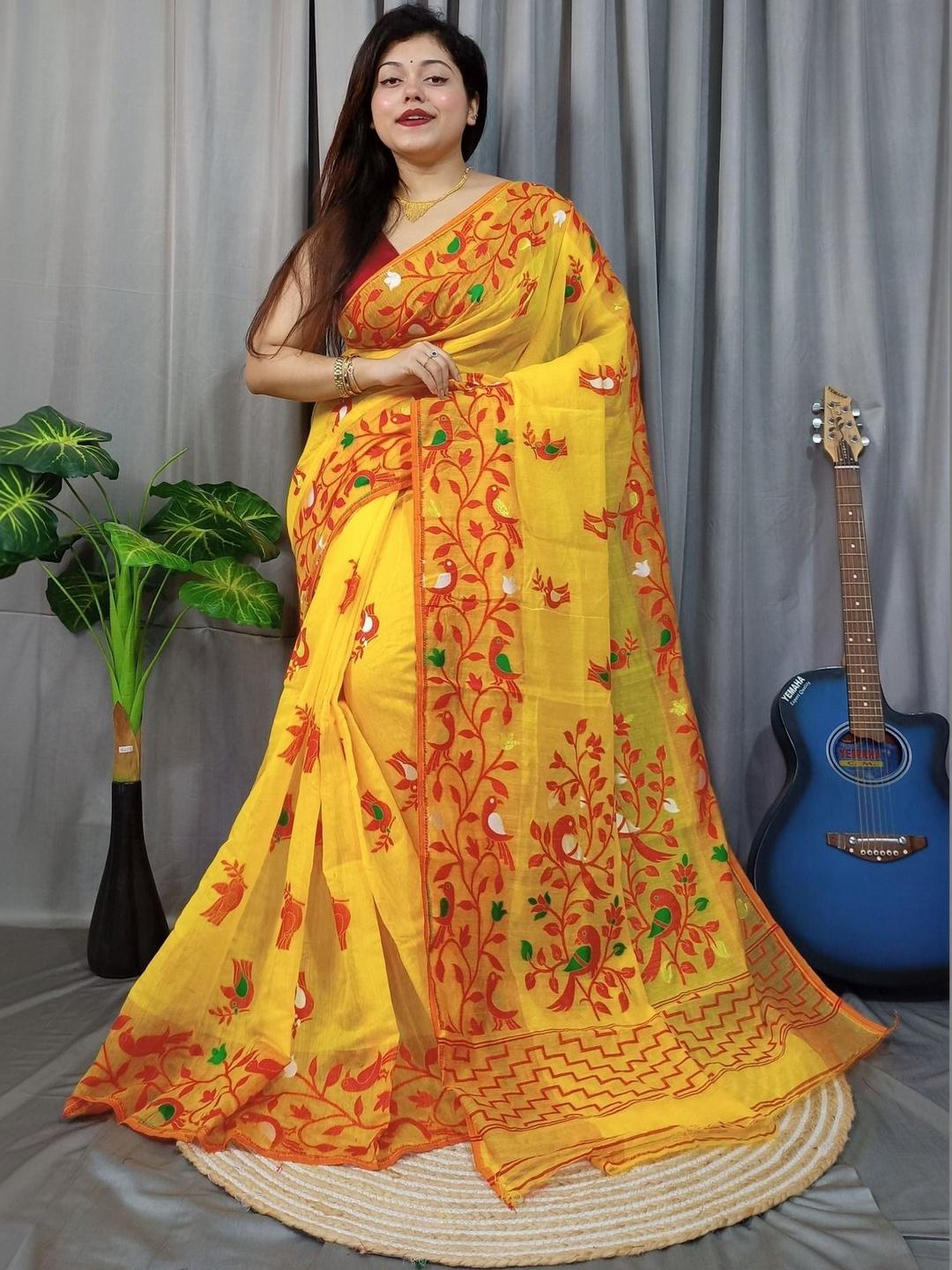 Buy Basana Saree Kuthir Silk Cotton Jamdani Sarees - Sarees for Women ...