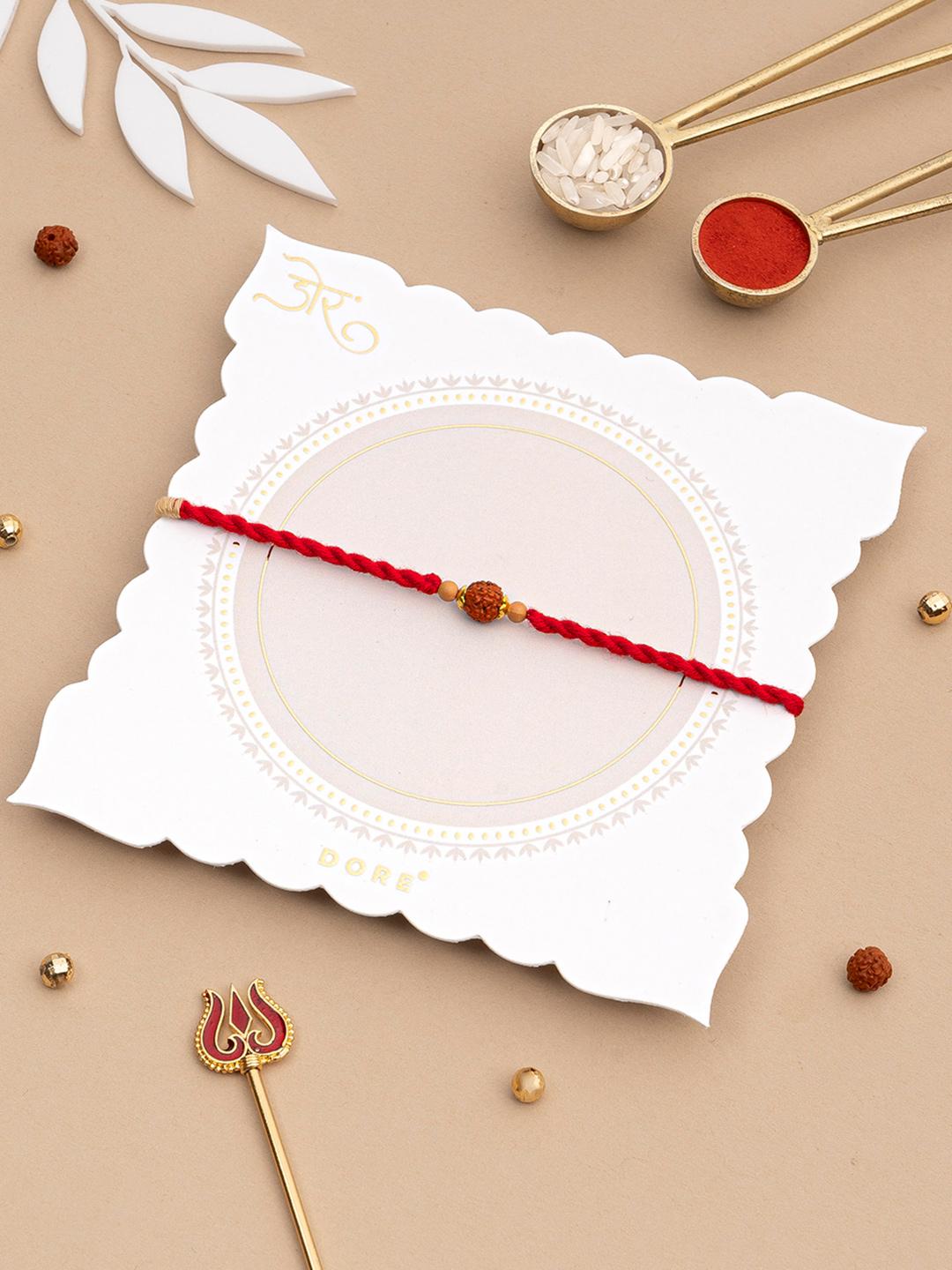 Buy Dore Sacred Rudraksha Braided Rakhi With Roli Chawal -  - Accessories for Unisex
