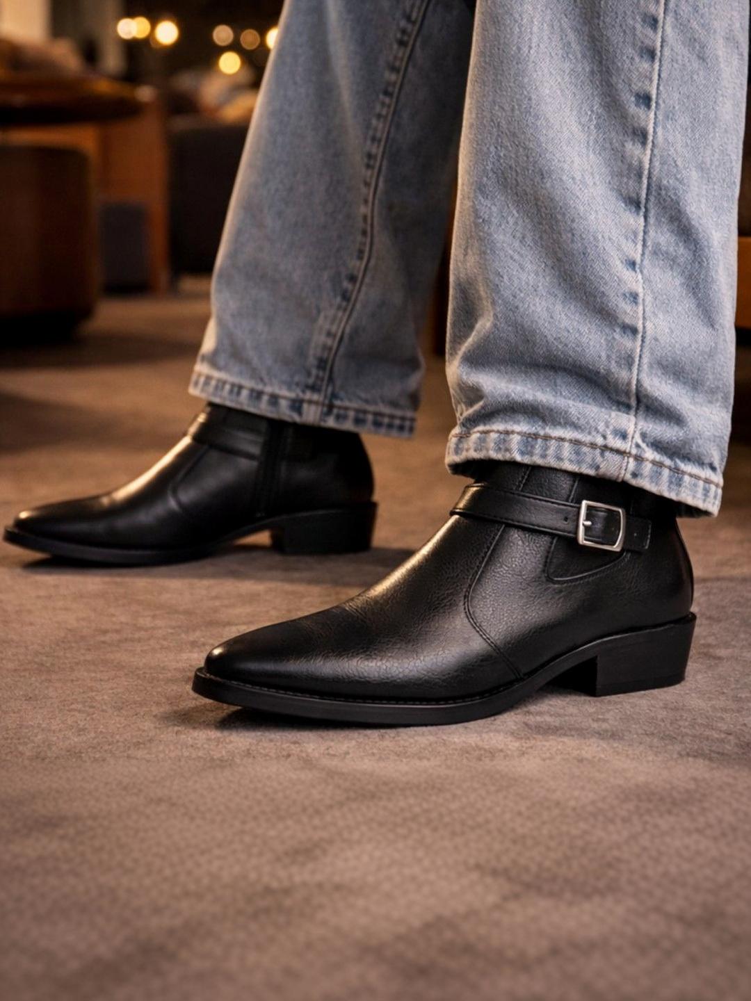 Buy KRAASA Men Pointed Toe Slip On Chelsea Boots -  - Footwear for Men