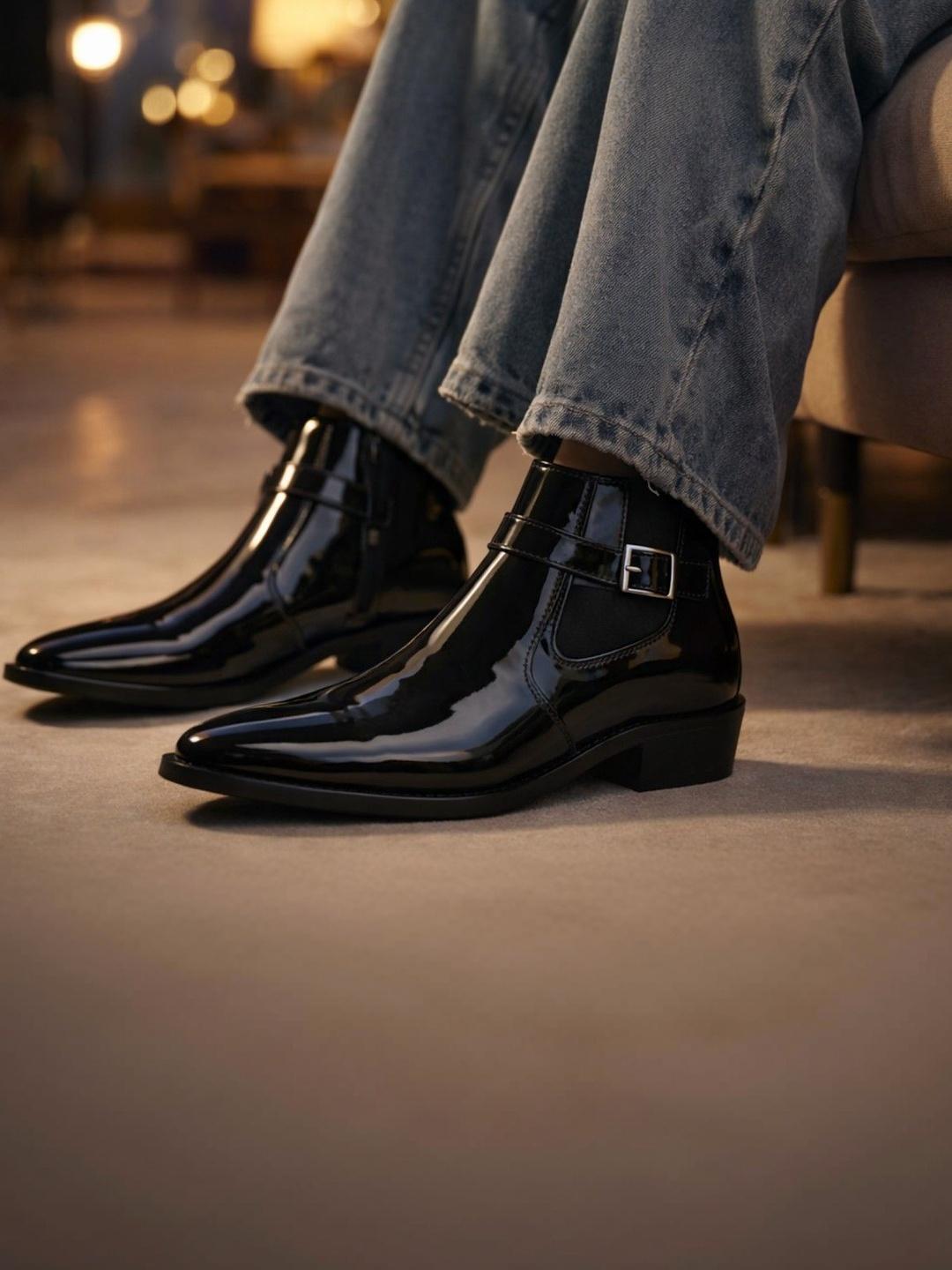 Buy KRAASA Men Pointed Toe Slip On Chelsea Boots - - Footwear for Men