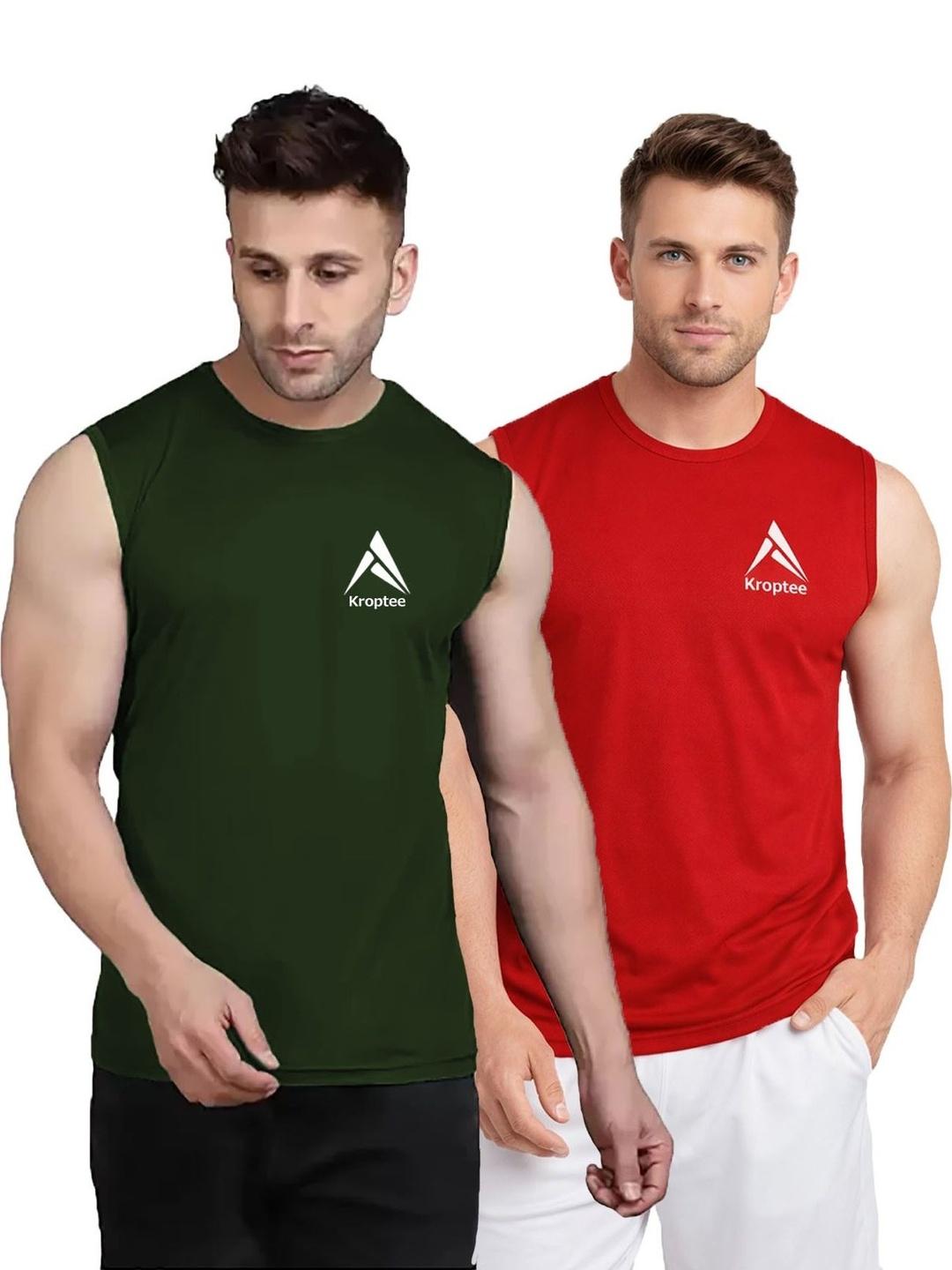 Buy Kroptee Pack Of 2 Cotton Blend Gym Vest - - Apparel for Men