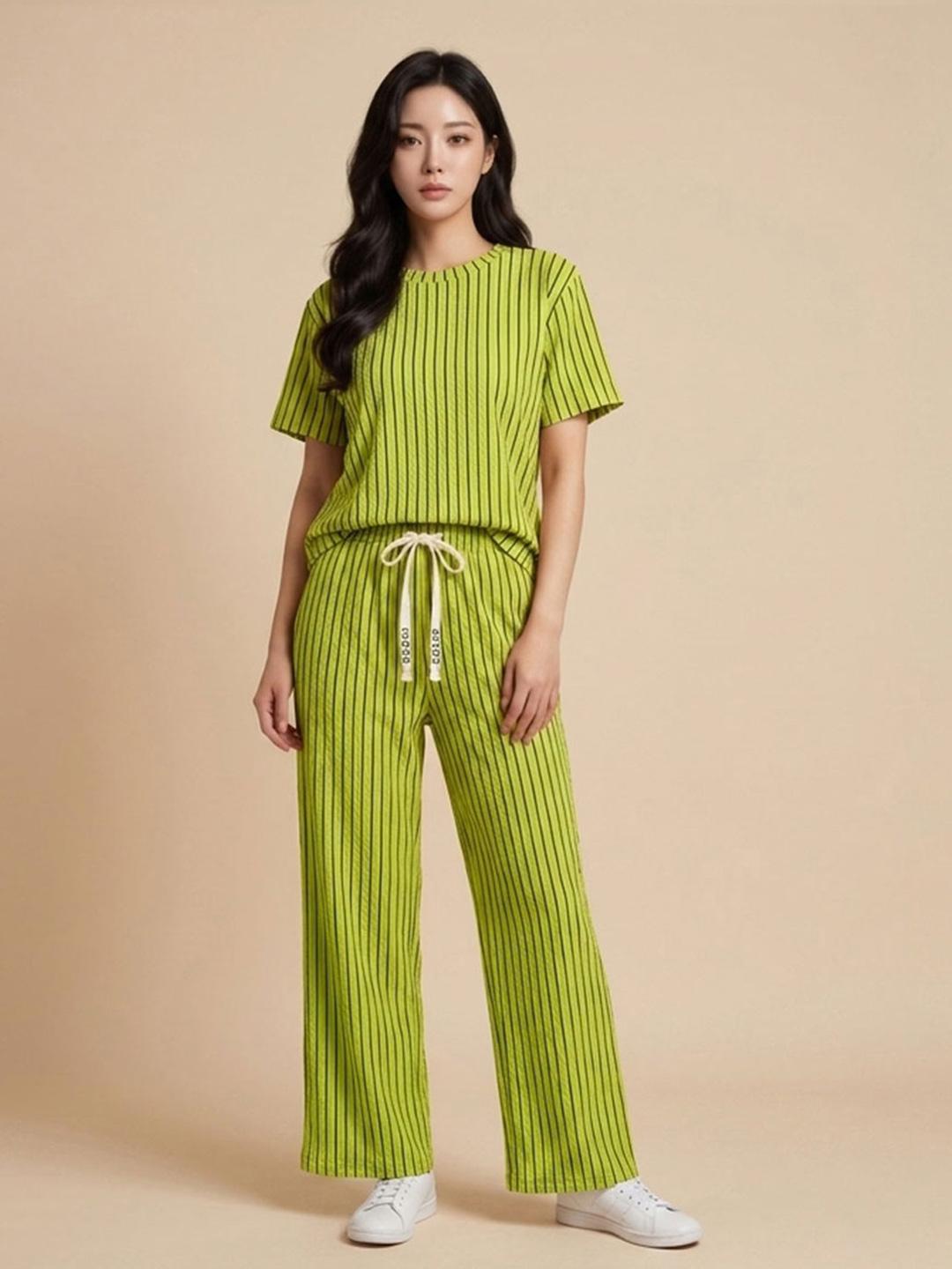 Buy Lugo Striped T Shirt With Palazzos - - Apparel for Women