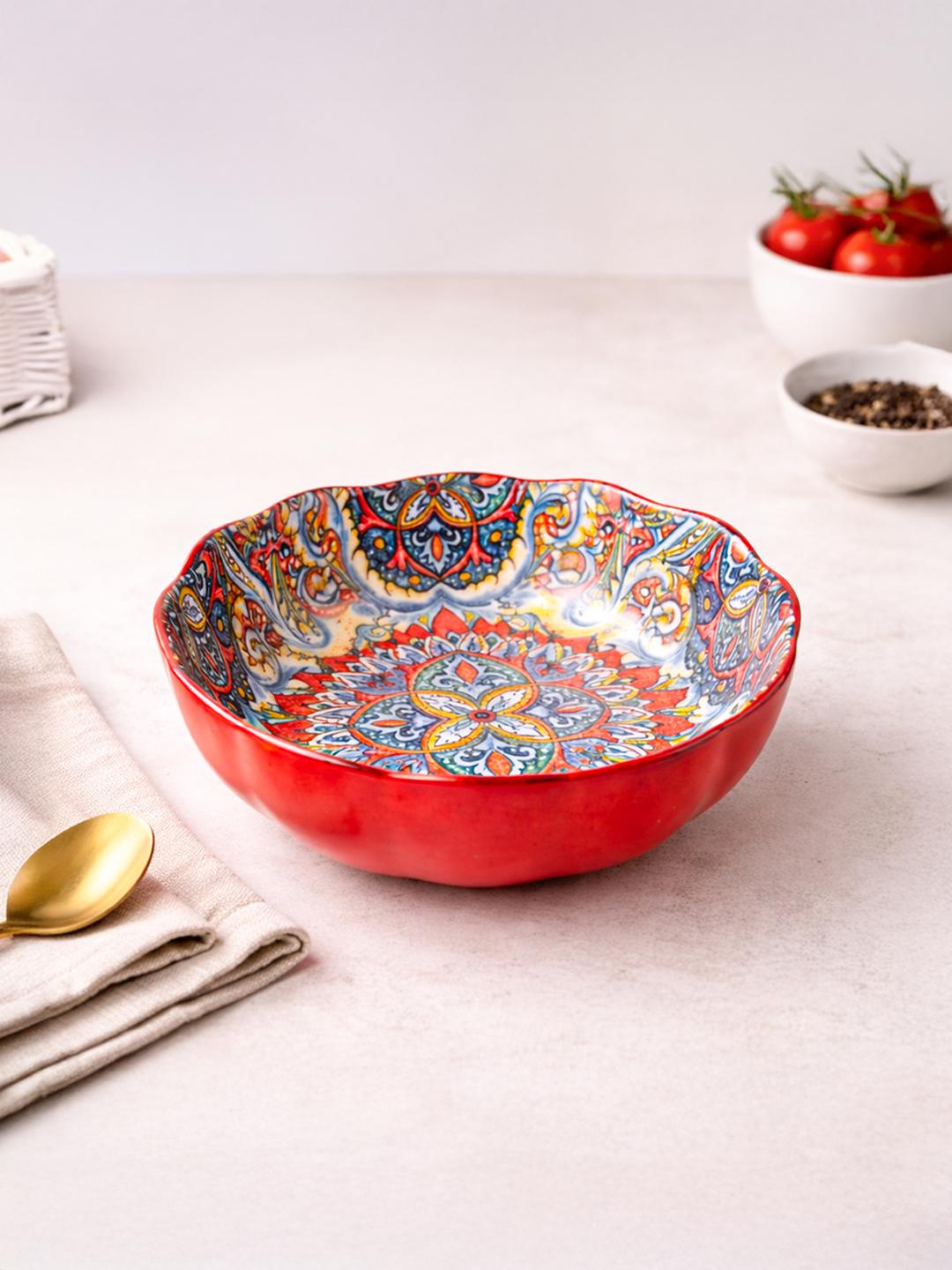 Buy MARKET99 Multicolored Mandala Printed Ceramic Serving Bowl 500 Ml ...