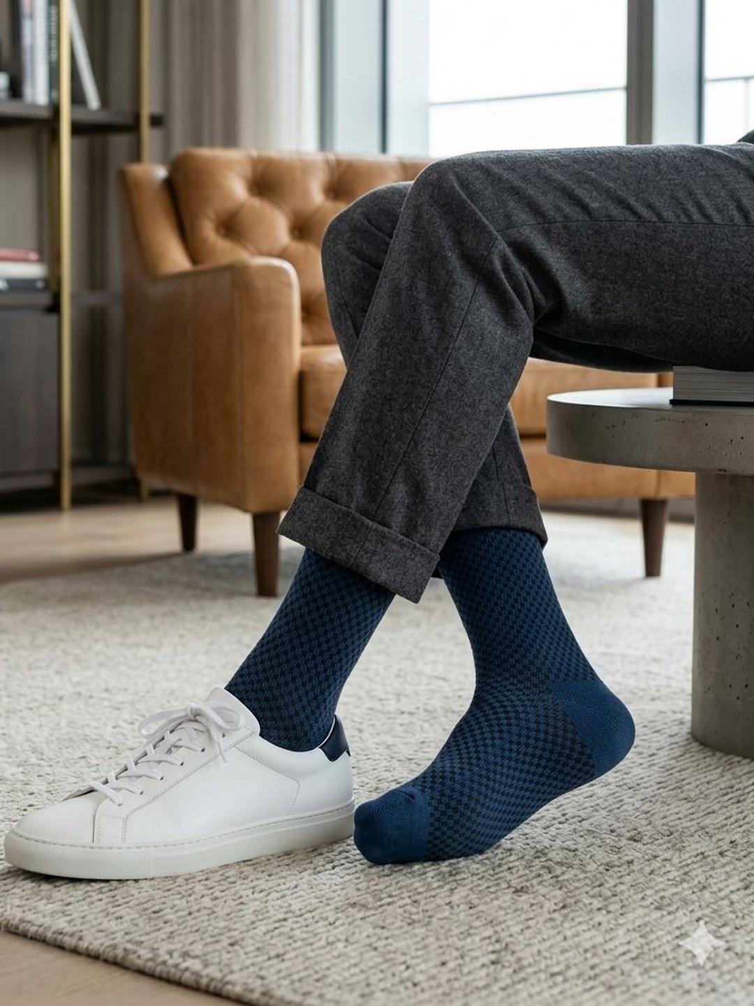 Buy Moda Rapido Men Cotton Blend Patterned Calf Length Socks - - Accessories for Men