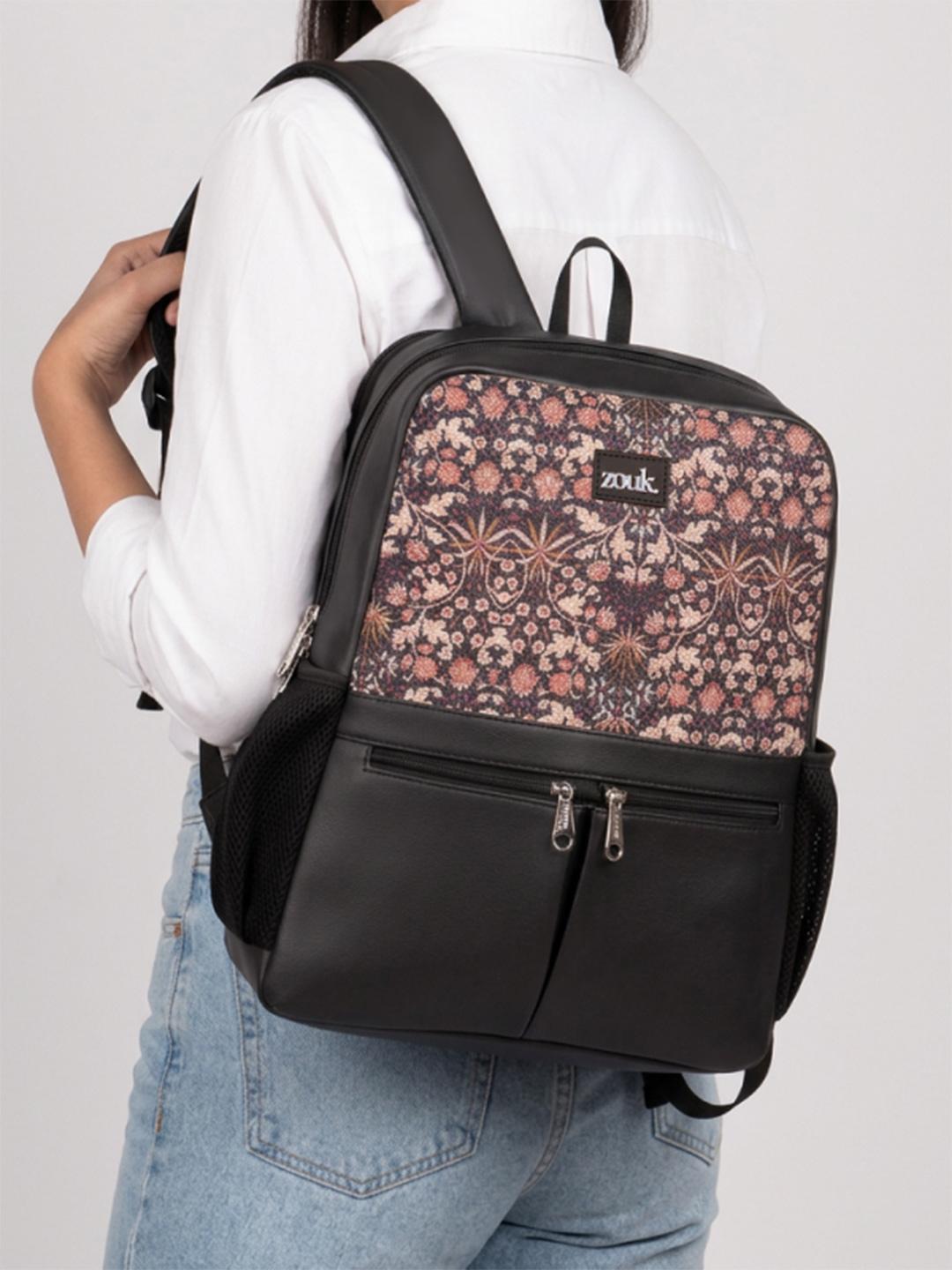 Buy ZOUK Women Multicoloured Ethnic Printed Vegan Leather Backpack With Compression Straps Up To 16 Inch -  - Accessories for Women