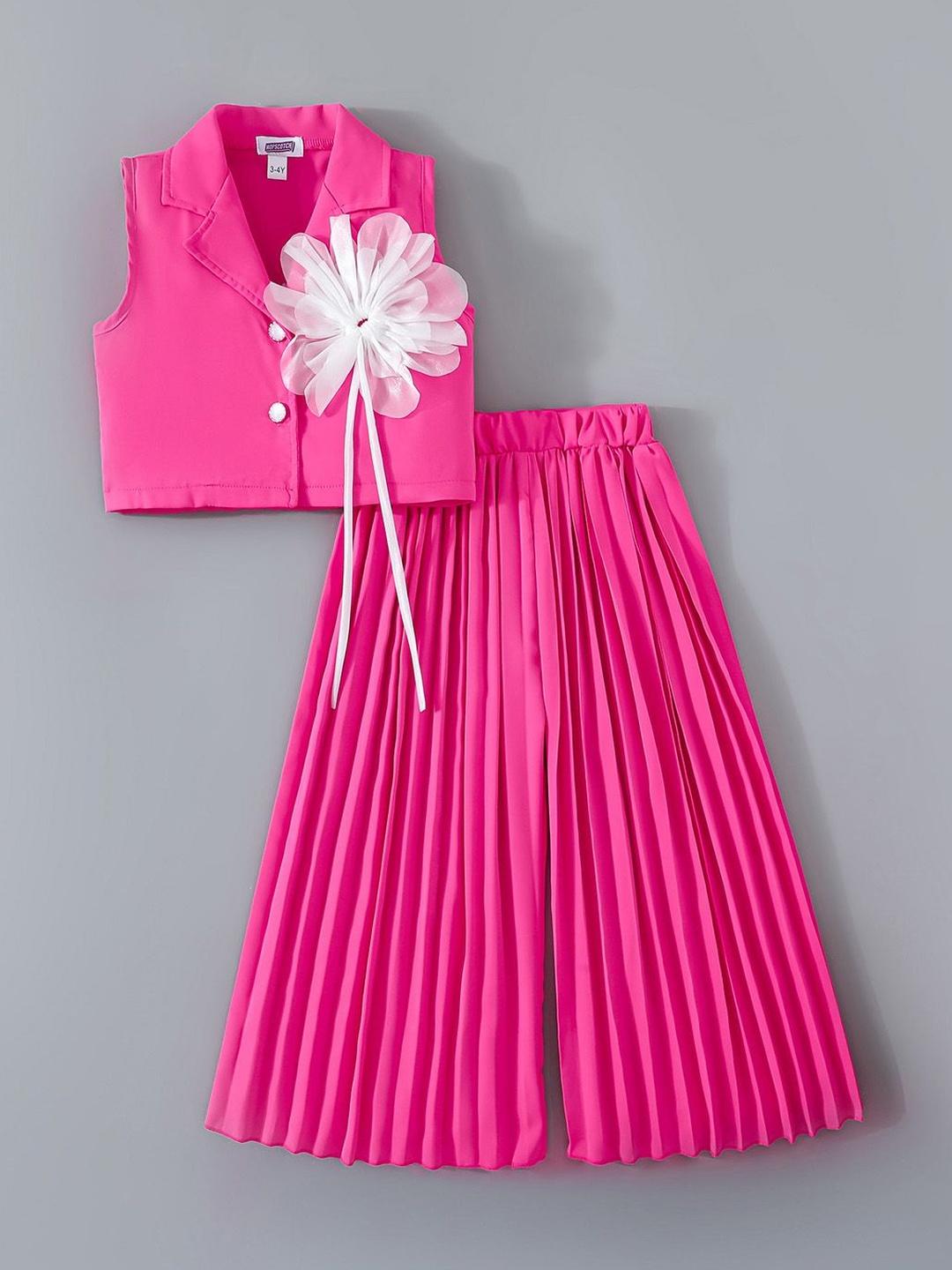 Buy Hopscotch 2 Pc Floral Applique Pleated Pant Set - - Apparel for Girls