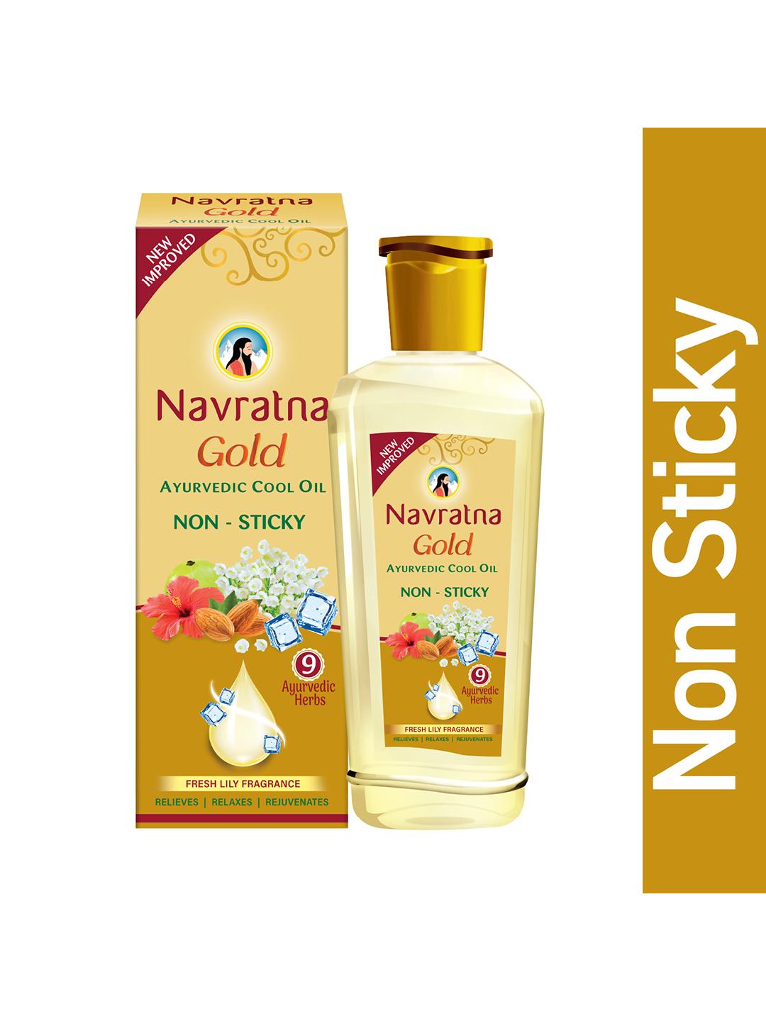 Buy Navratna Gold Ayurvedic Non Sticky Cool Oil With Goodness Of Almonds & Fresh Lily   300 Ml -  - Personal Care for Unisex
